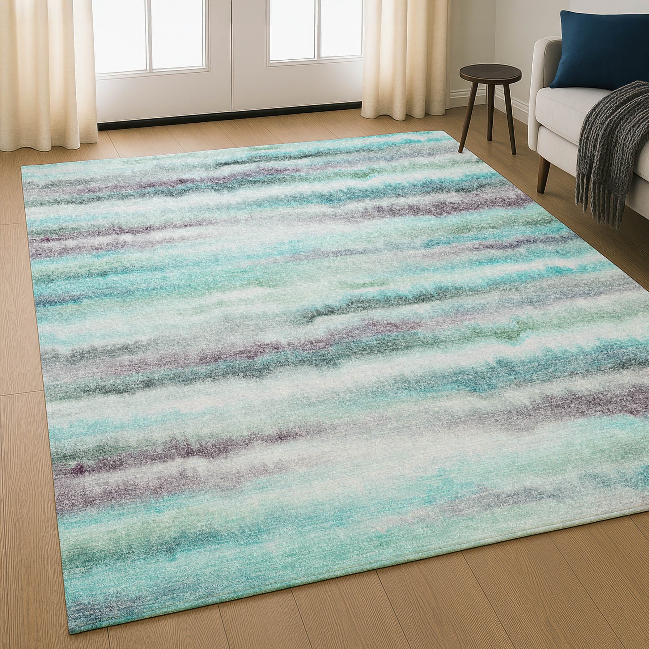 Sintra Machine Washable Transitional Teal Rug 2'6" x 3'10" #shape_Rectangle