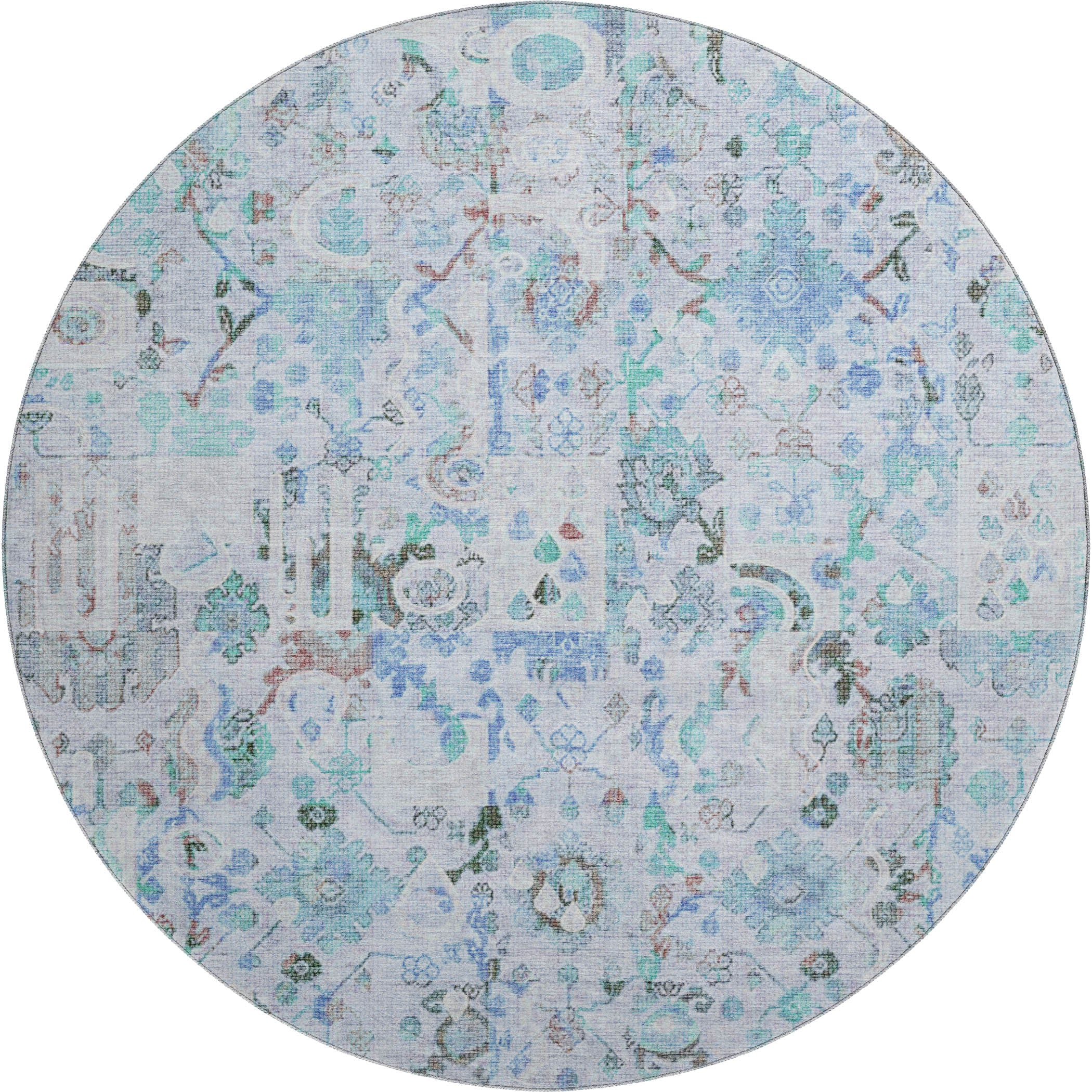 Jaipur Machine Washable Traditional Blue Rug 8' x 8' #shape_Round