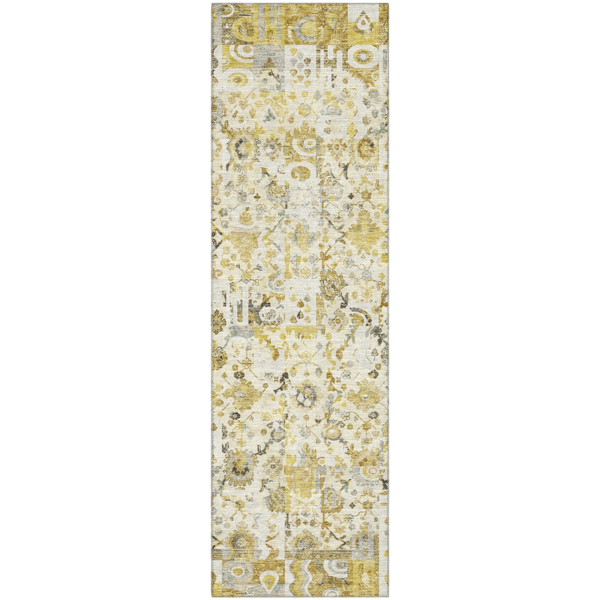 Jaipur Machine Washable Traditional Gold Rug 2'3" x 7'6" #shape_Runner