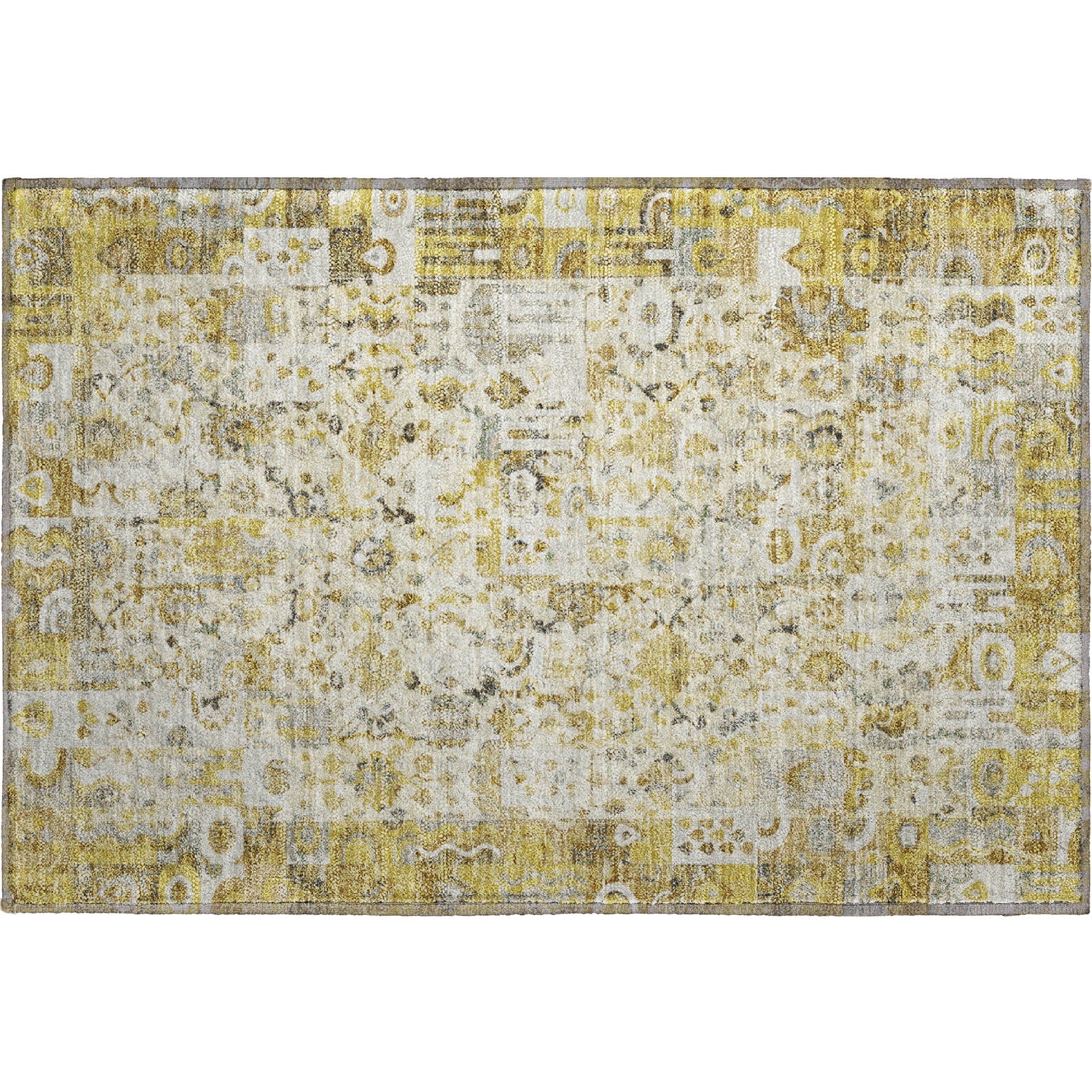 Jaipur Machine Washable Traditional Gold Rug 1'8" x 2'6" #shape_Rectangle