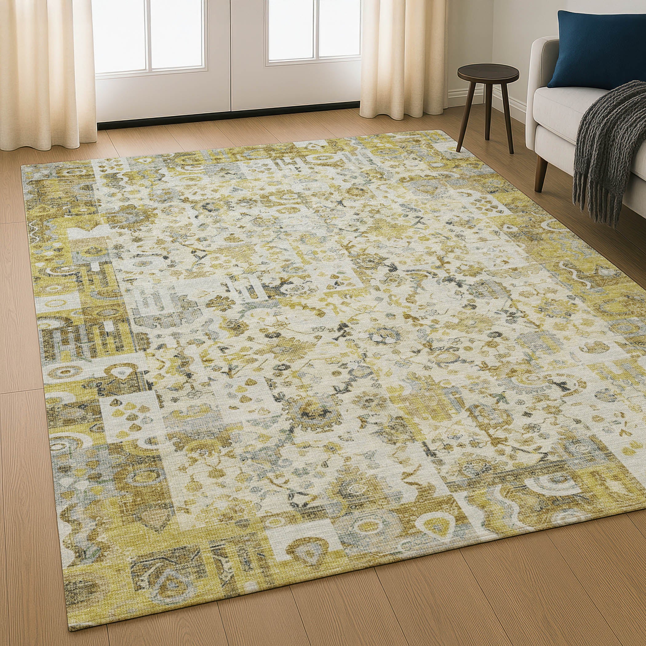 Jaipur Machine Washable Traditional Gold Rug 2'6" x 3'10" #shape_Rectangle