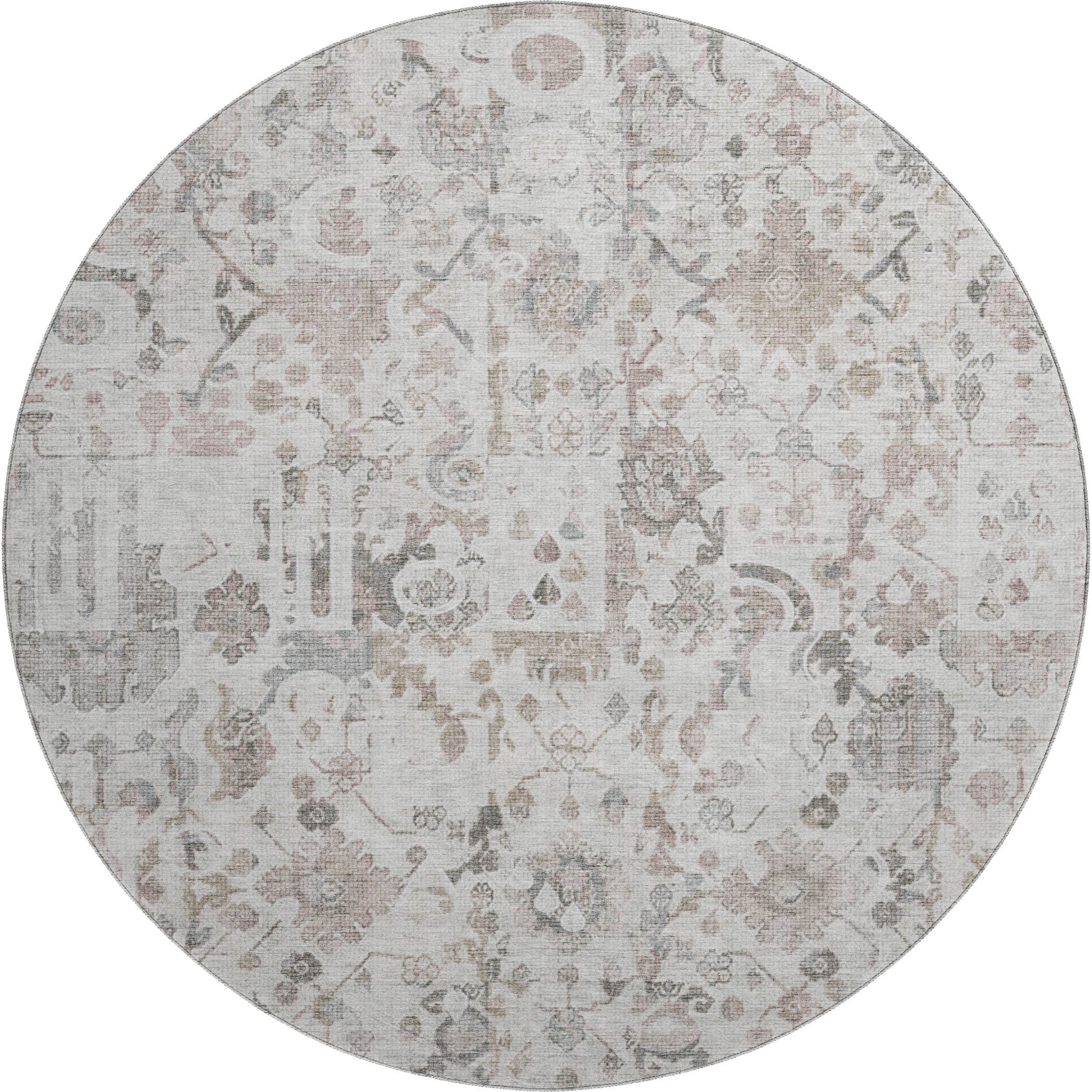 Jaipur Machine Washable Traditional Taupe Brown Rug 8' x 8' #shape_Round