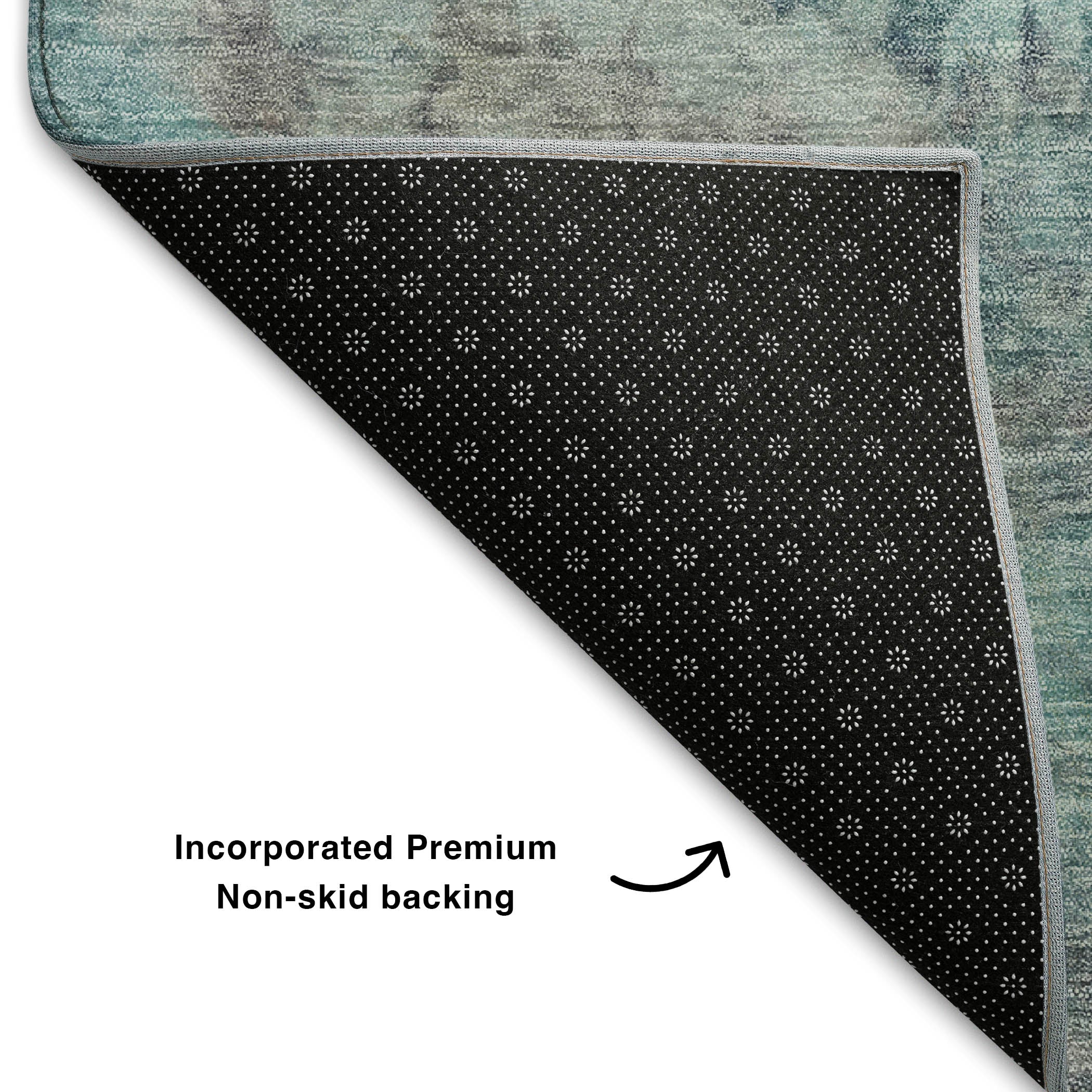 Dublin Machine Washable Transitional Aqua Teal Rug 1'8" x 2'6" #shape_Rectangle