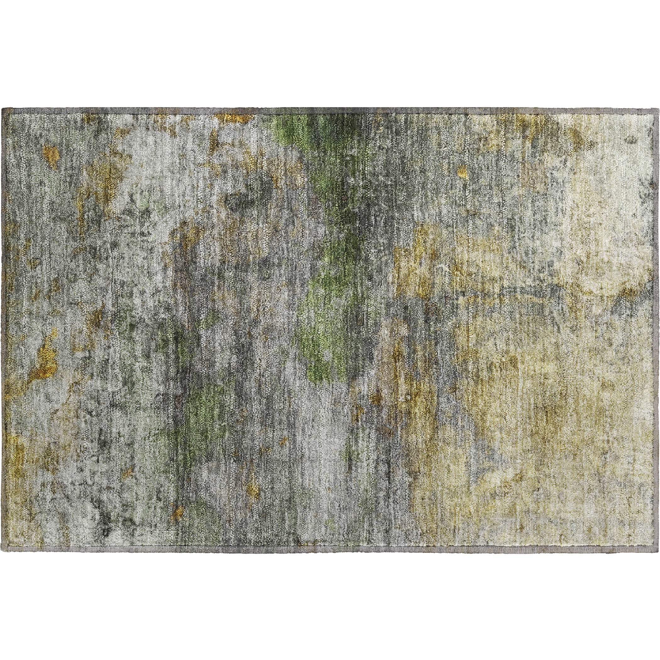 Dublin Machine Washable Transitional Olive Green Rug 1'8" x 2'6" #shape_Rectangle
