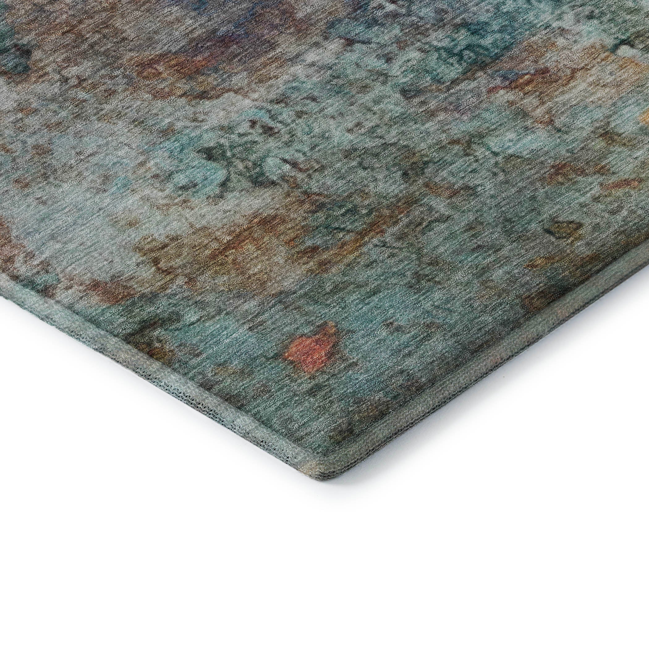 Dublin Machine Washable Transitional Teal Rug 1'8" x 2'6" #shape_Rectangle