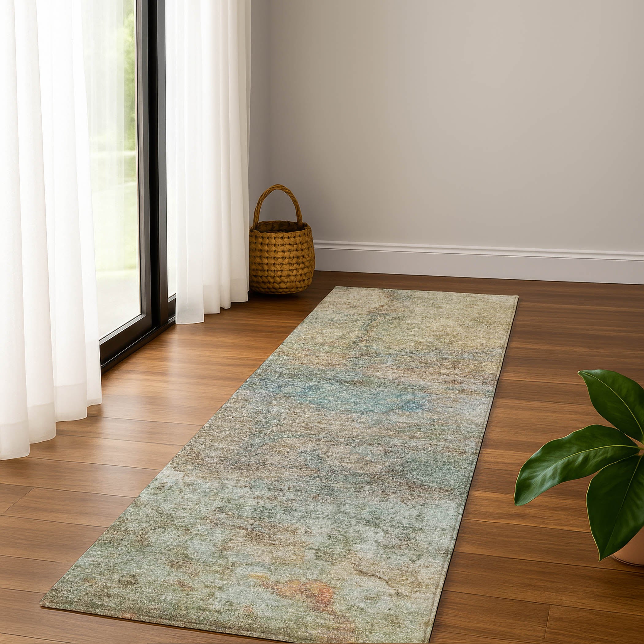 Dublin Machine Washable Transitional Wheat Gold Rug 2'3" x 7'6" #shape_Runner