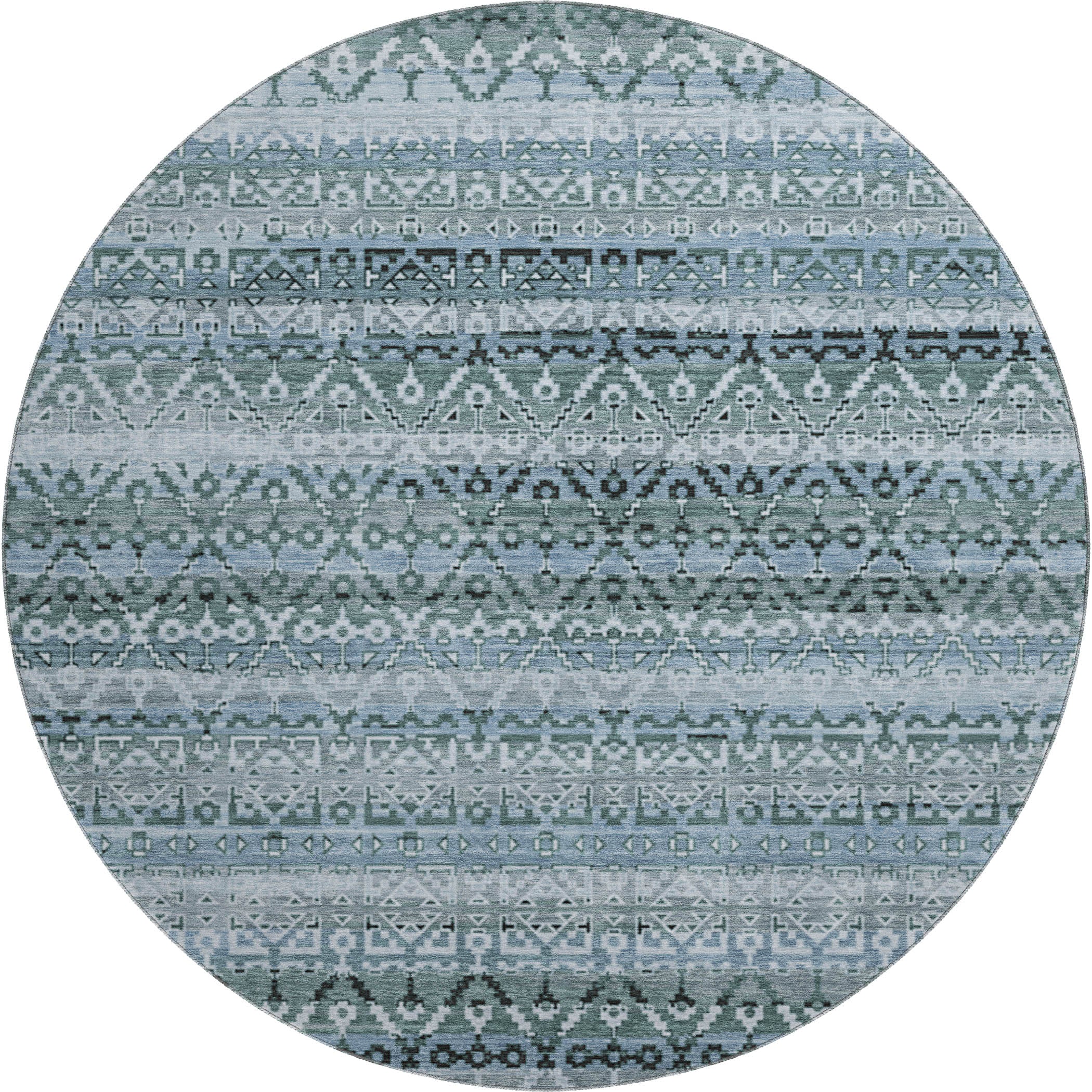 Kotor Machine Washable Transitional Aloe Green Rug 8' x 8' #shape_Round