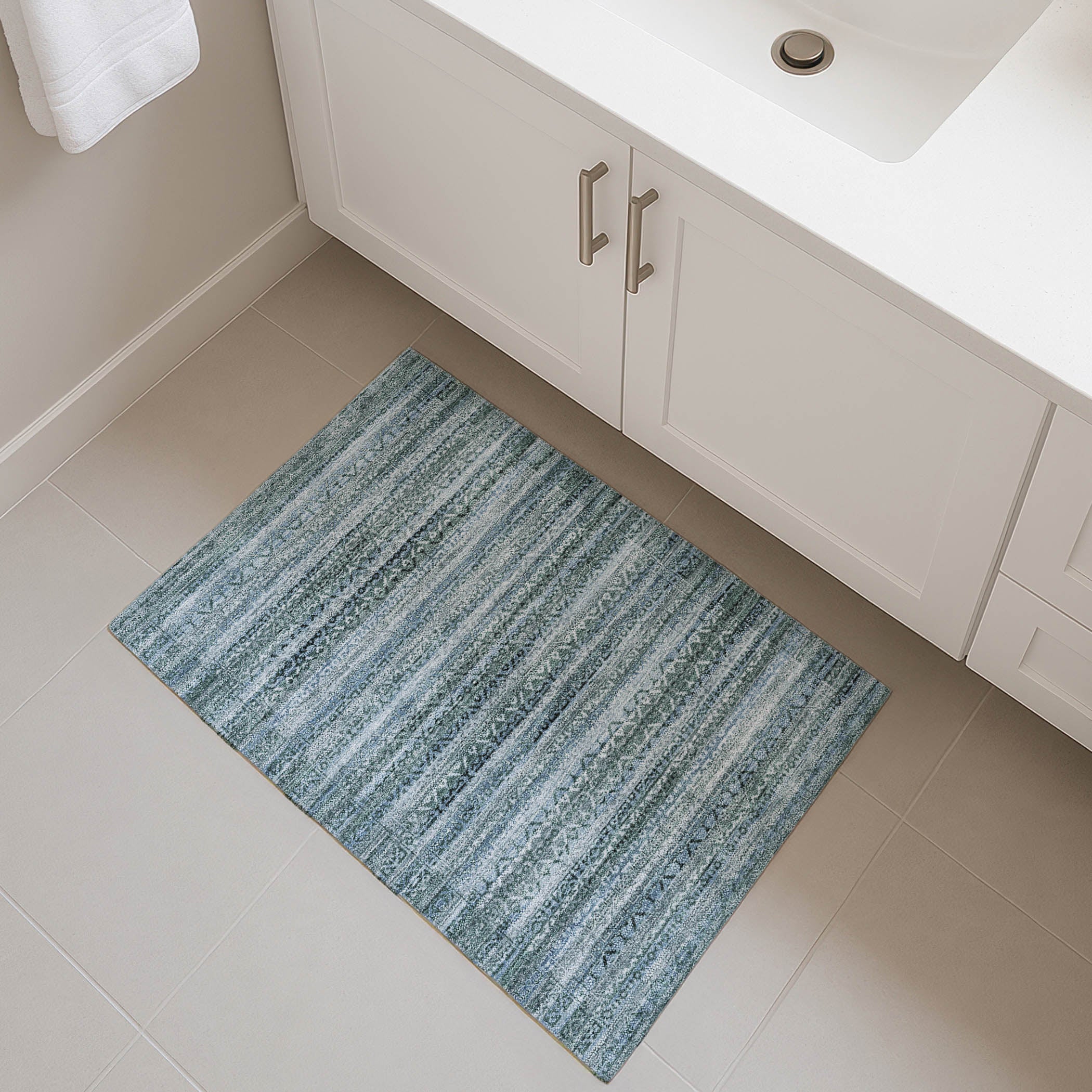 Kotor Machine Washable Transitional Aloe Green Rug 1'8" x 2'6" #shape_Rectangle