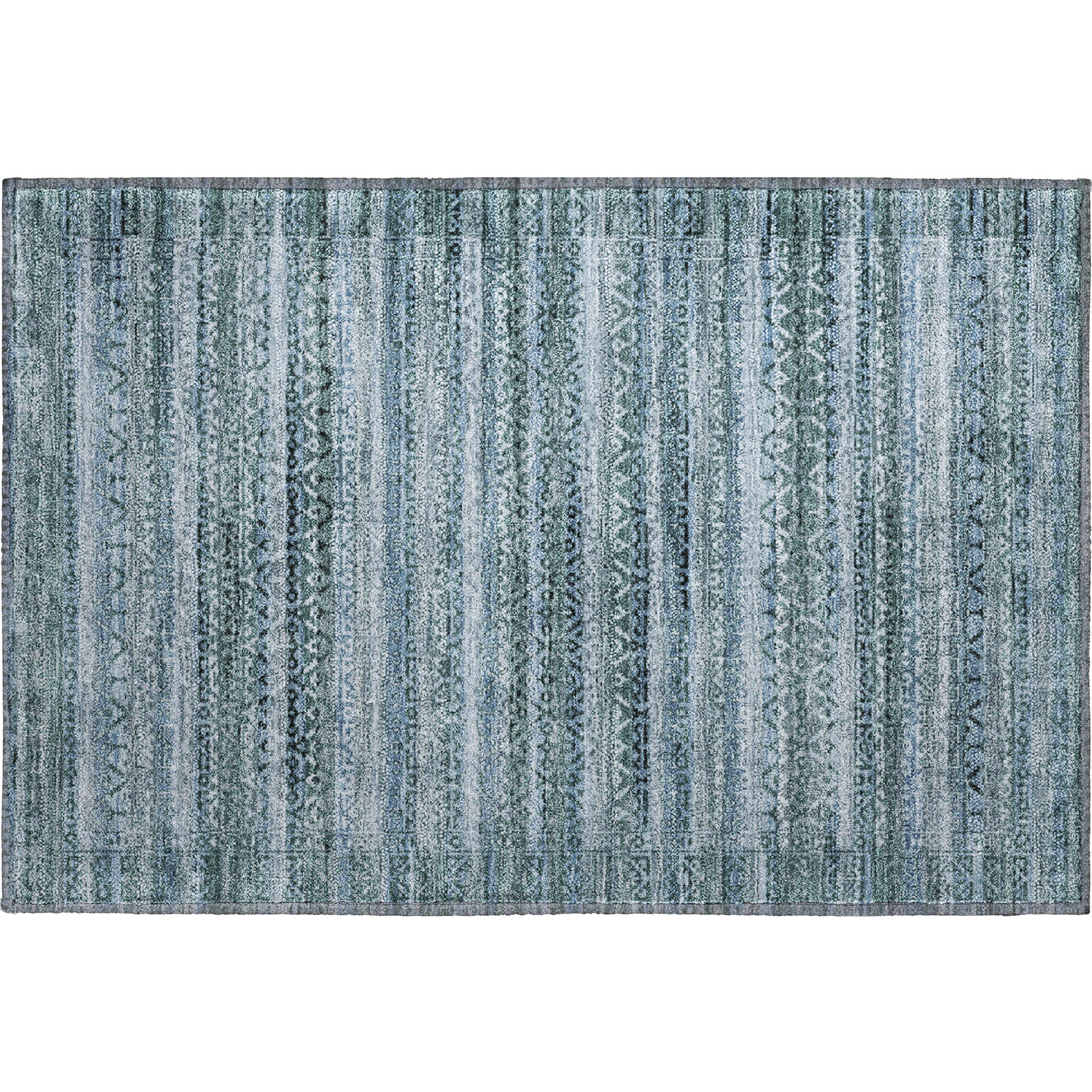 Kotor Machine Washable Transitional Aloe Green Rug 1'8" x 2'6" #shape_Rectangle
