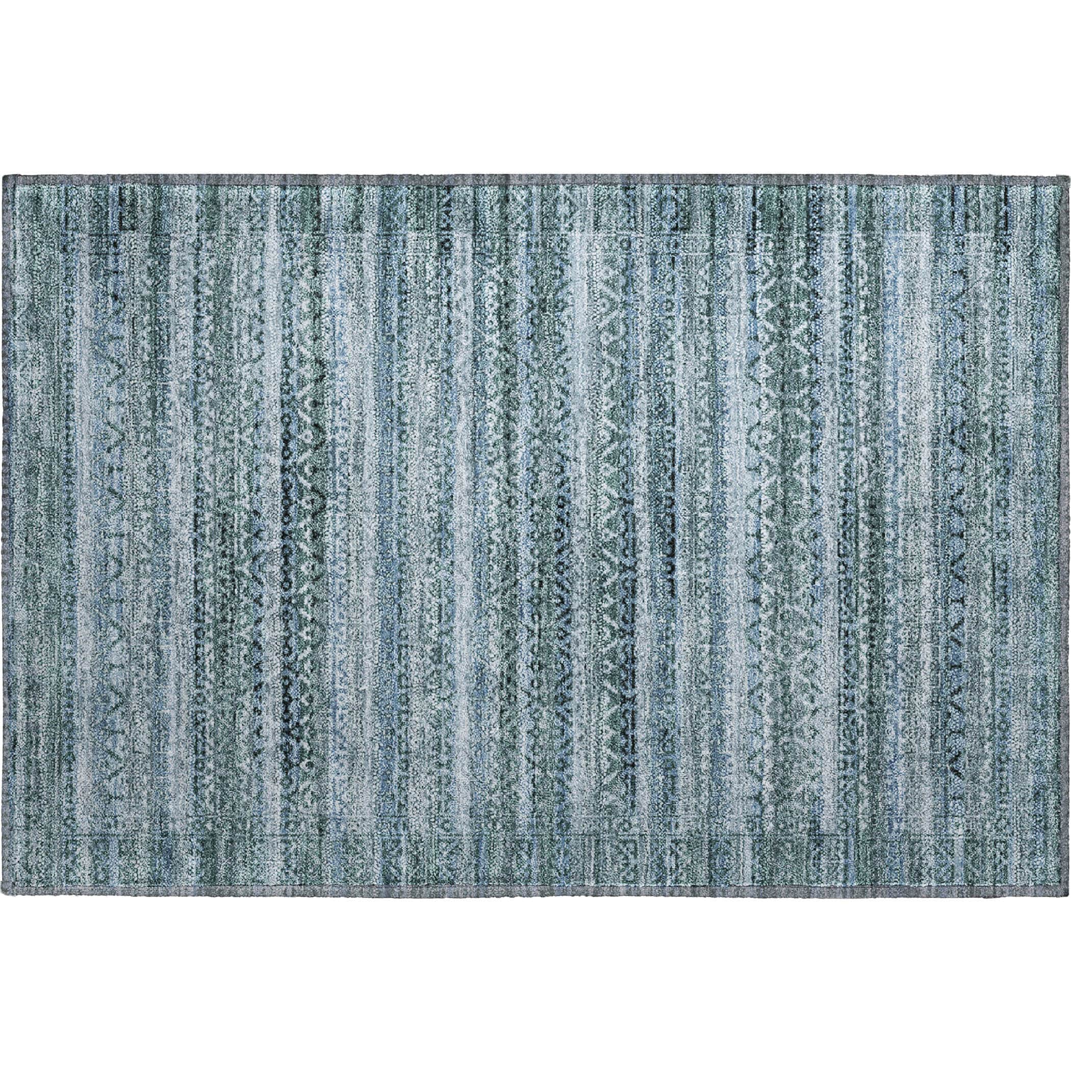 Kotor Machine Washable Transitional Aloe Green Rug 1'8" x 2'6" #shape_Rectangle