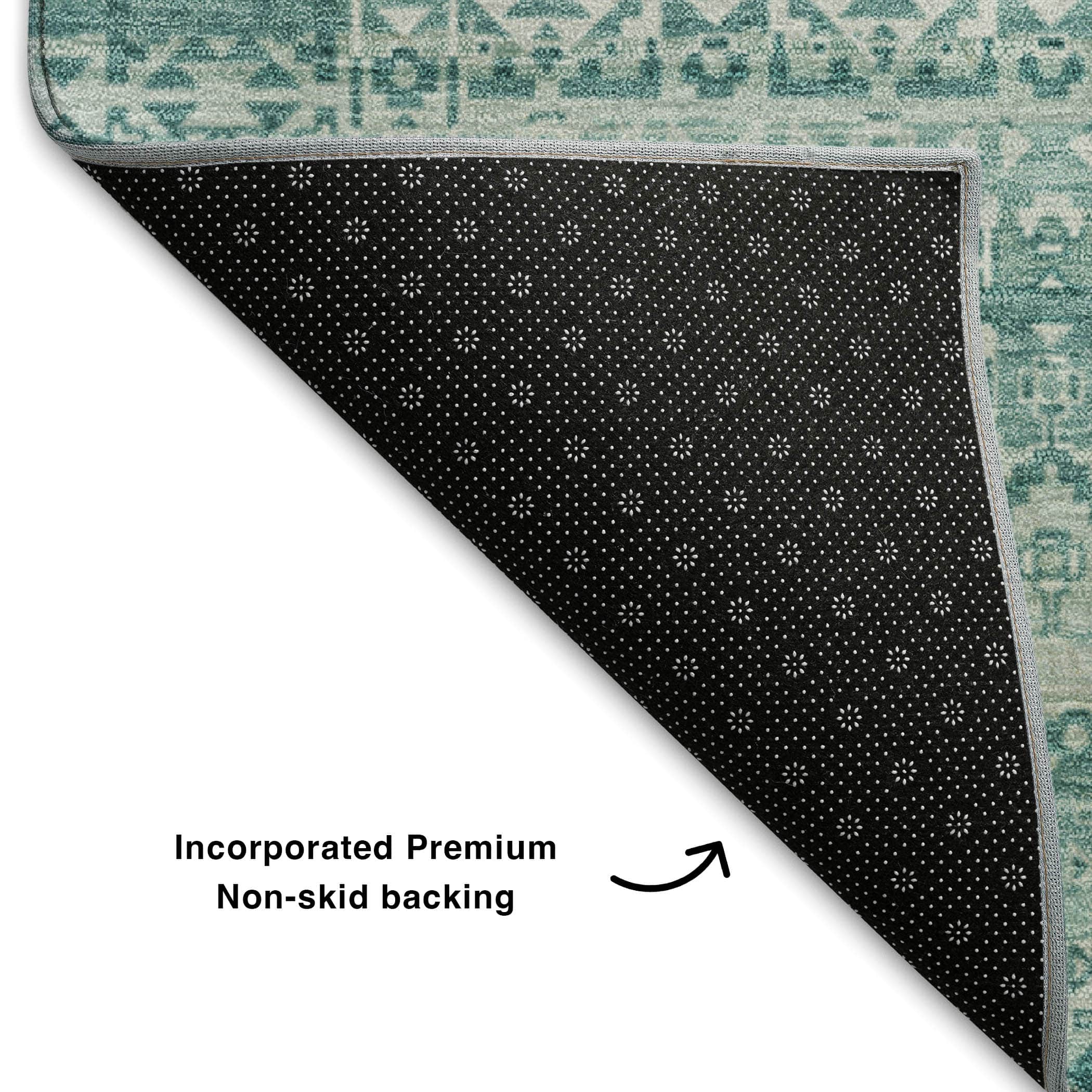 Kotor Machine Washable Transitional Aqua Teal Rug 1'8" x 2'6" #shape_Rectangle