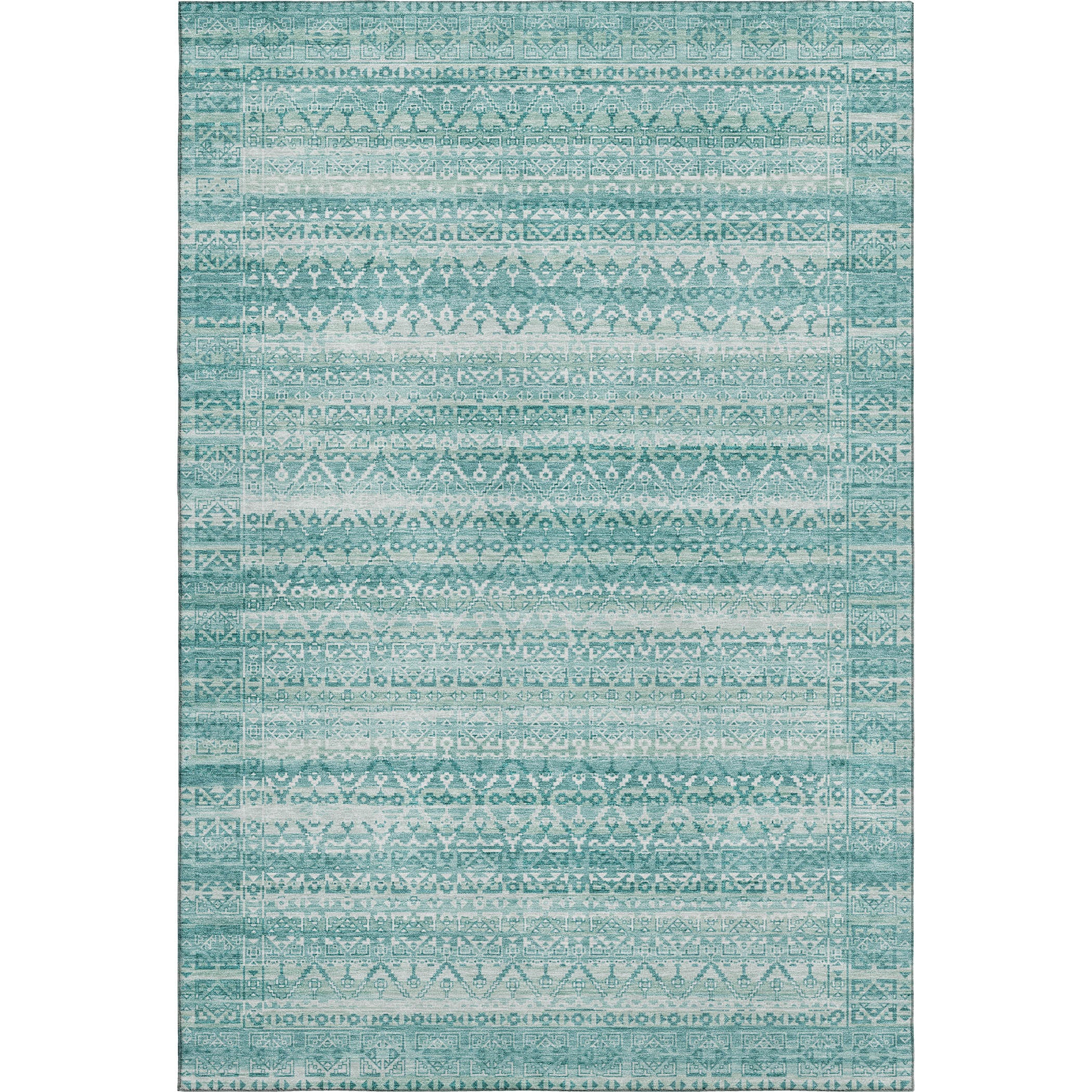 Kotor Machine Washable Transitional Aqua Teal Rug 2'6" x 3'10" #shape_Rectangle