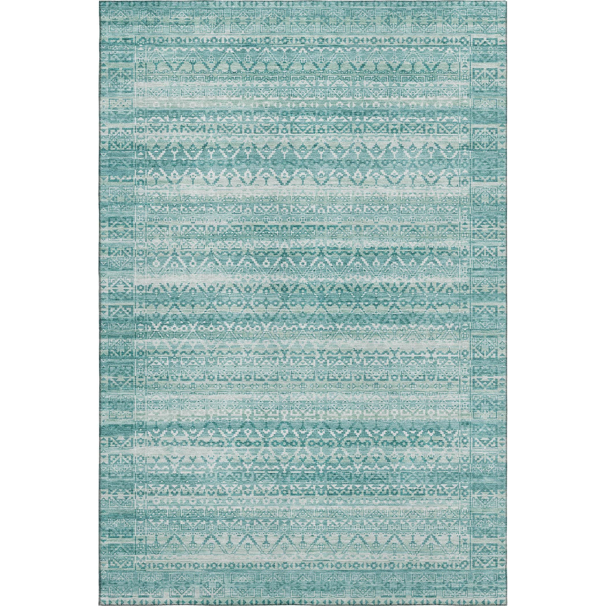 Kotor Machine Washable Transitional Aqua Teal Rug 2'6" x 3'10" #shape_Rectangle