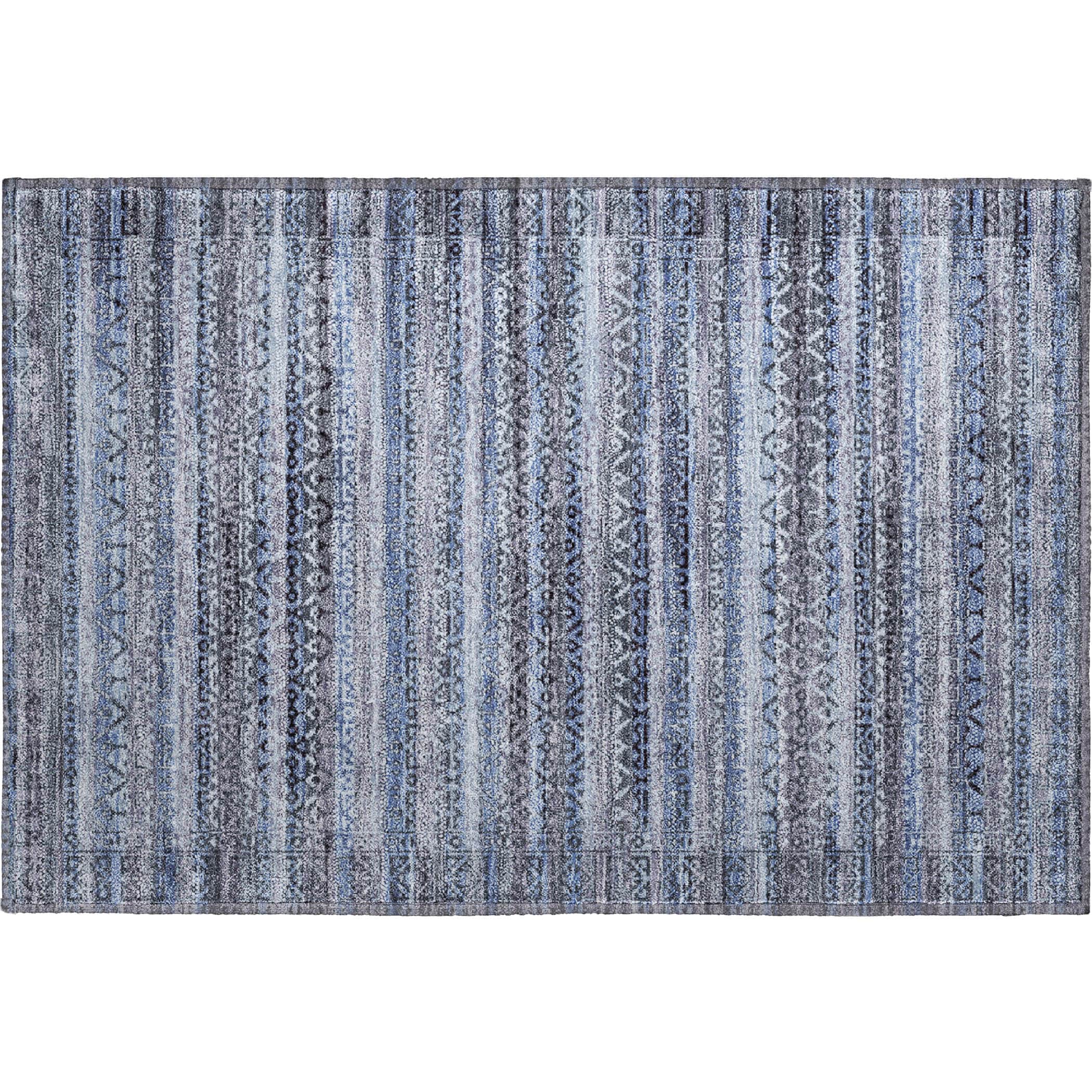 Kotor Machine Washable Transitional Blue Rug 1'8" x 2'6" #shape_Rectangle
