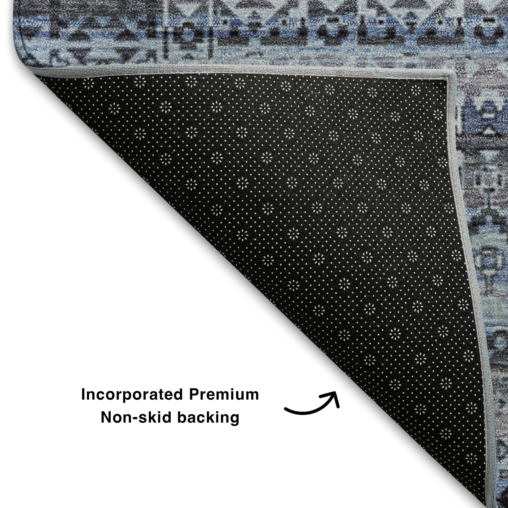 Kotor Machine Washable Transitional Blue Rug 1'8" x 2'6" #shape_Rectangle