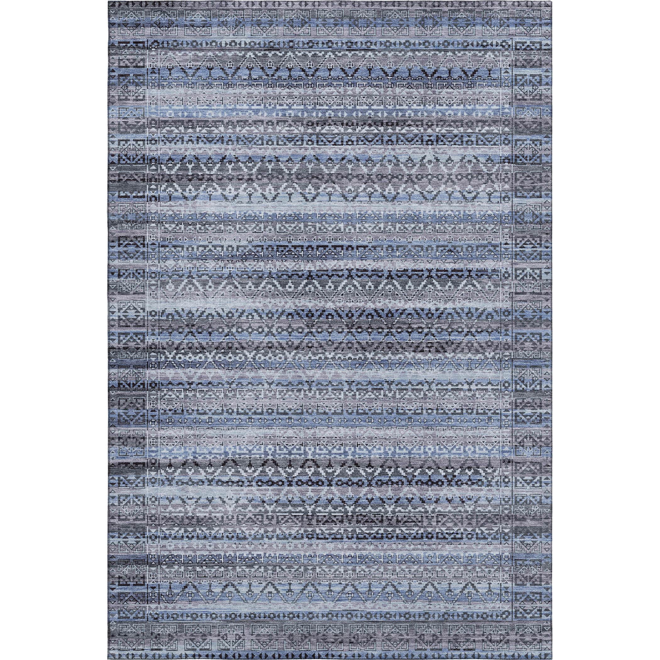 Kotor Machine Washable Transitional Blue Rug 2'6" x 3'10" #shape_Rectangle