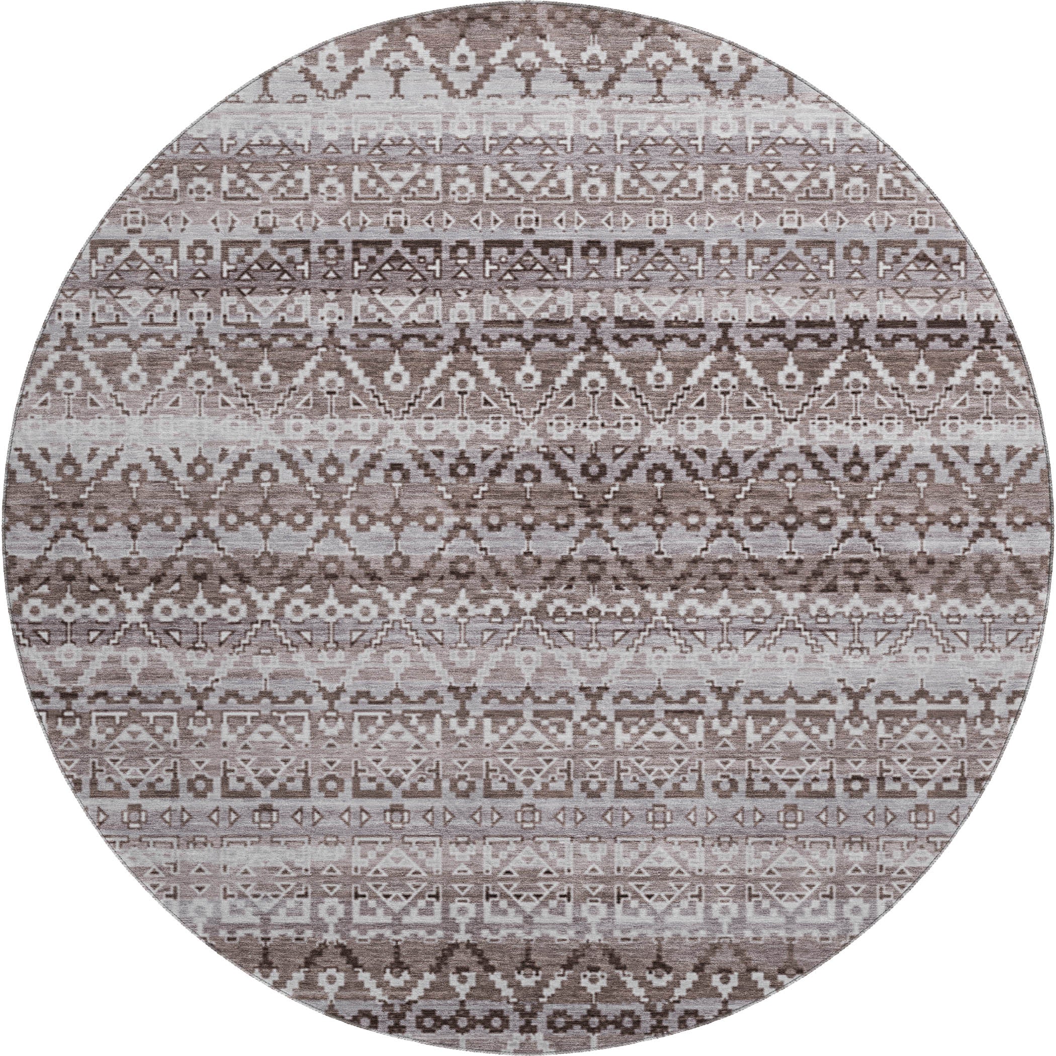 Kotor Machine Washable Transitional Brown Rug 8' x 8' #shape_Round