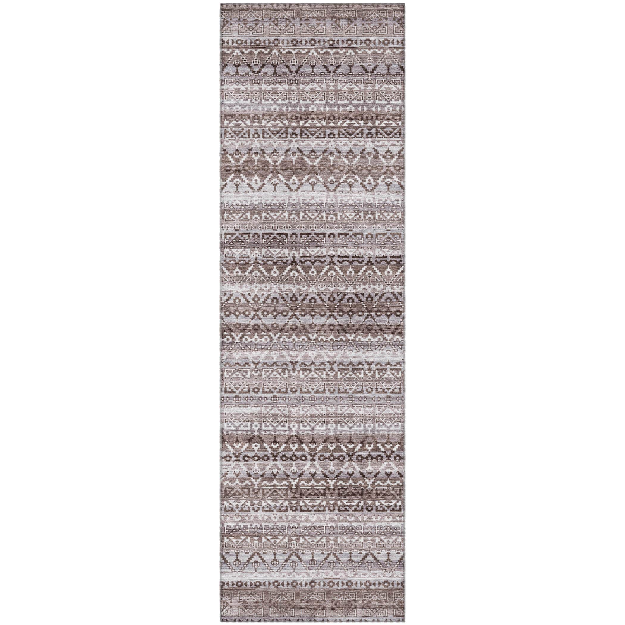 Kotor Machine Washable Transitional Brown Rug 2'3" x 7'6" #shape_Runner