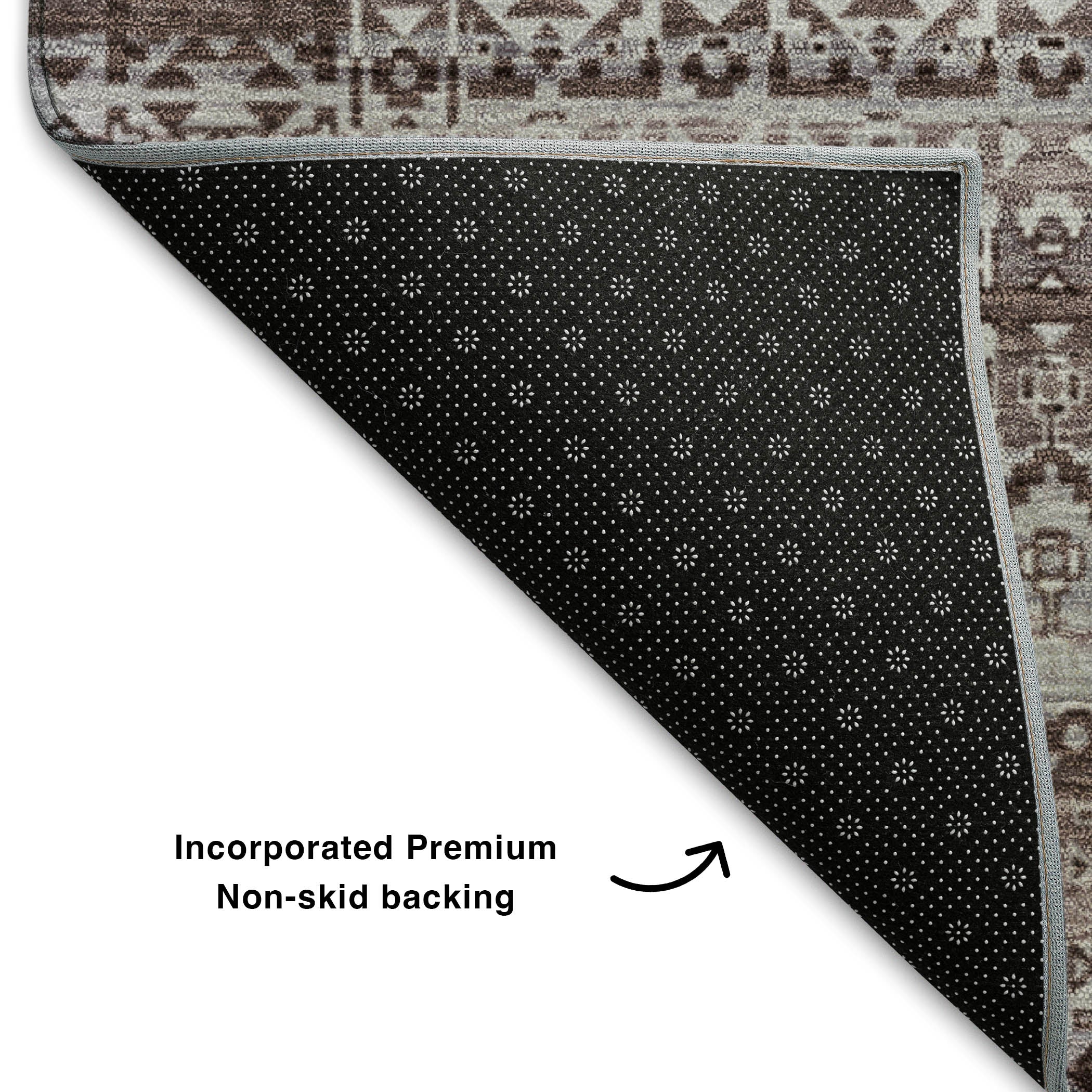 Kotor Machine Washable Transitional Brown Rug 1'8" x 2'6" #shape_Rectangle