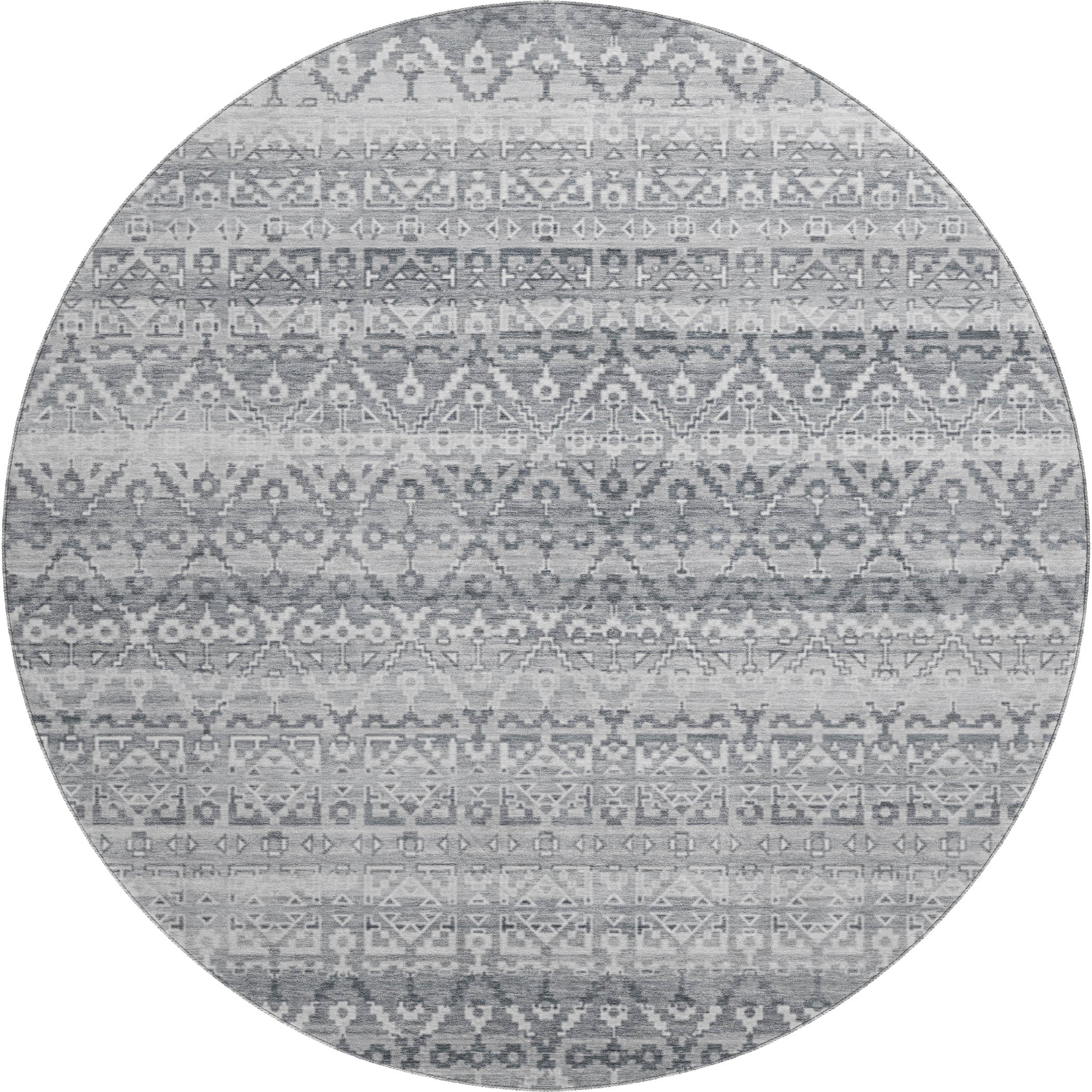 Kotor Machine Washable Transitional Gray Rug 8' x 8' #shape_Round