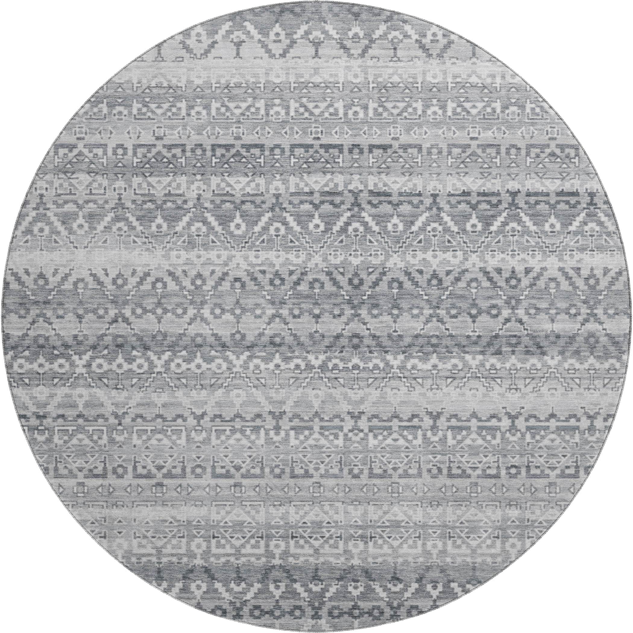 Kotor Machine Washable Transitional Gray Rug 8' x 8' #shape_Round