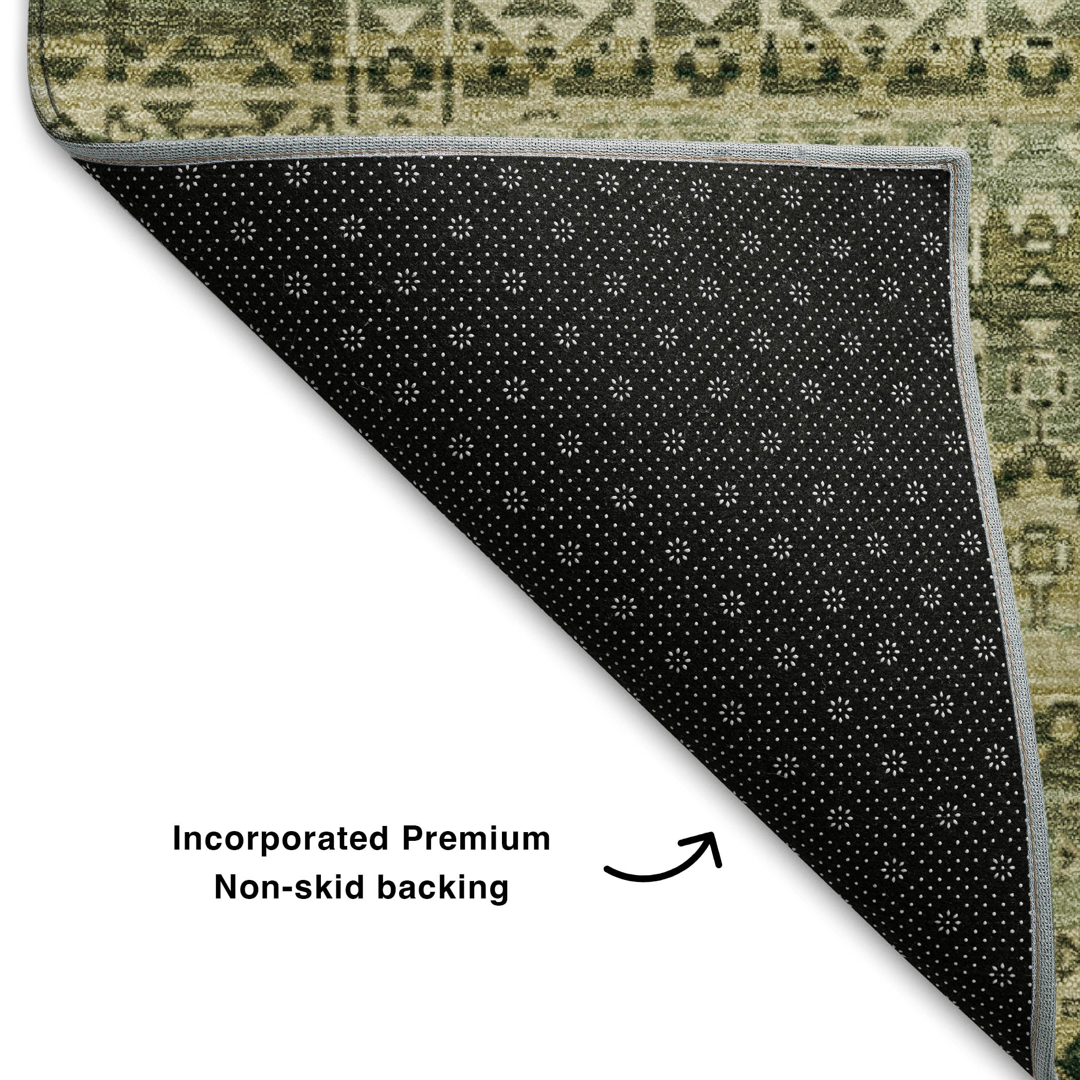 Kotor Machine Washable Transitional Green Rug 1'8" x 2'6" #shape_Rectangle