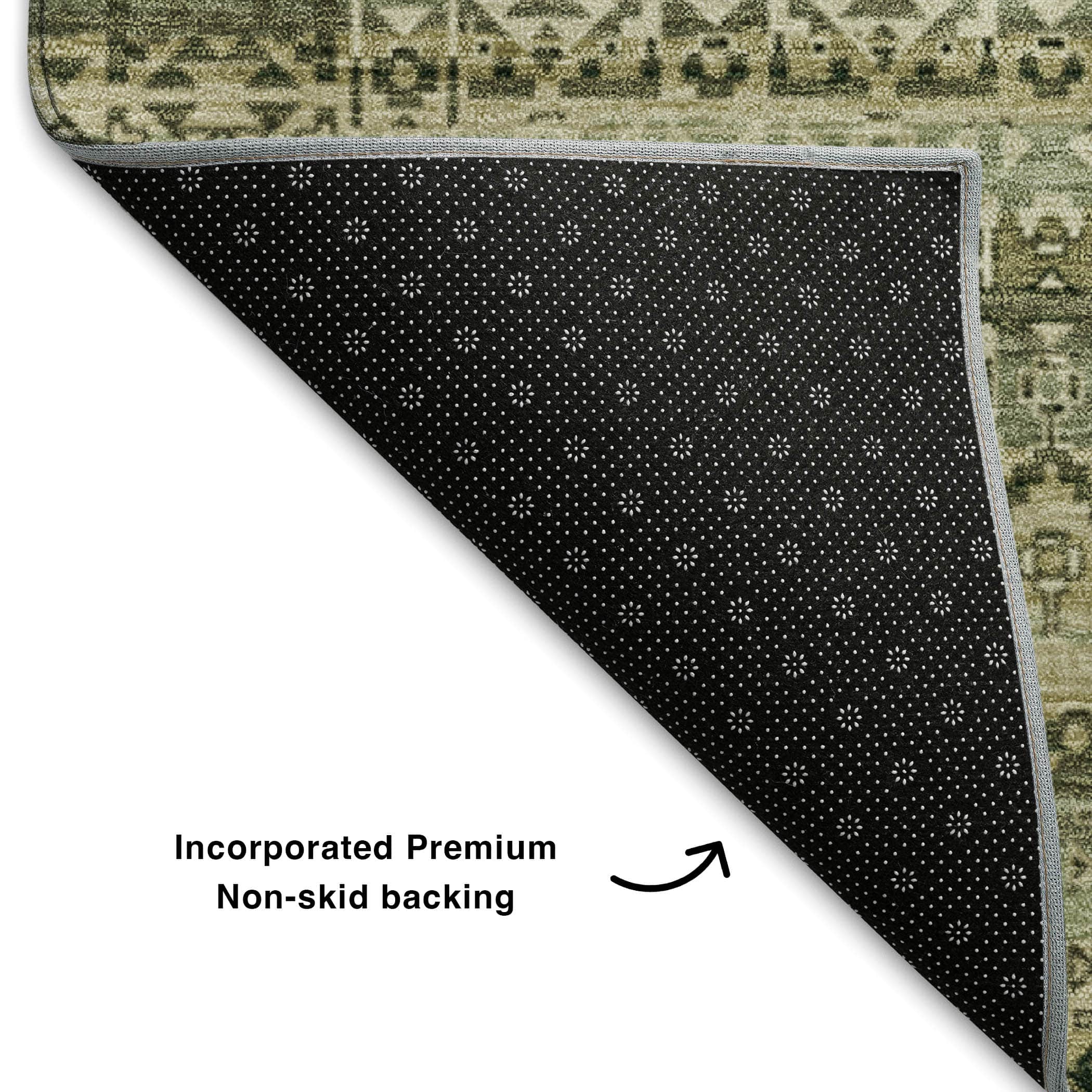 Kotor Machine Washable Transitional Green Rug 1'8" x 2'6" #shape_Rectangle