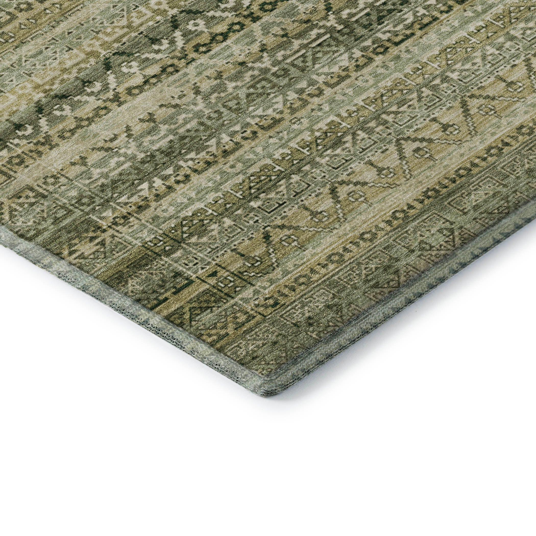 Kotor Machine Washable Transitional Green Rug 1'8" x 2'6" #shape_Rectangle