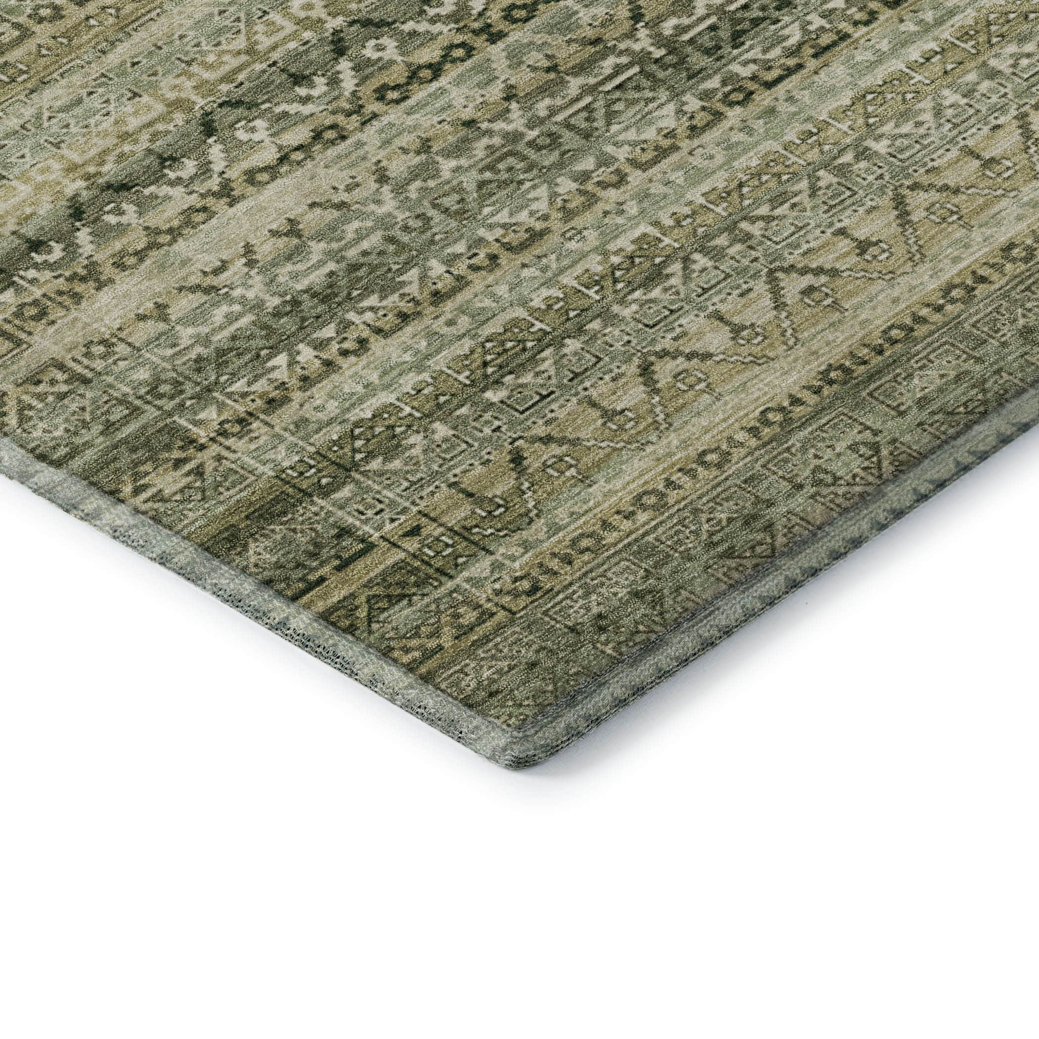 Kotor Machine Washable Transitional Green Rug 1'8" x 2'6" #shape_Rectangle
