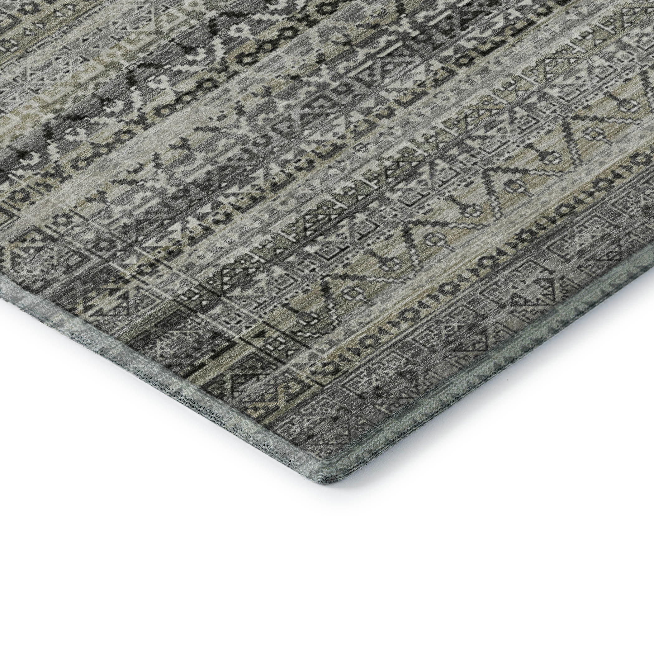 Kotor Machine Washable Transitional Pewter Gray Rug 1'8" x 2'6" #shape_Rectangle