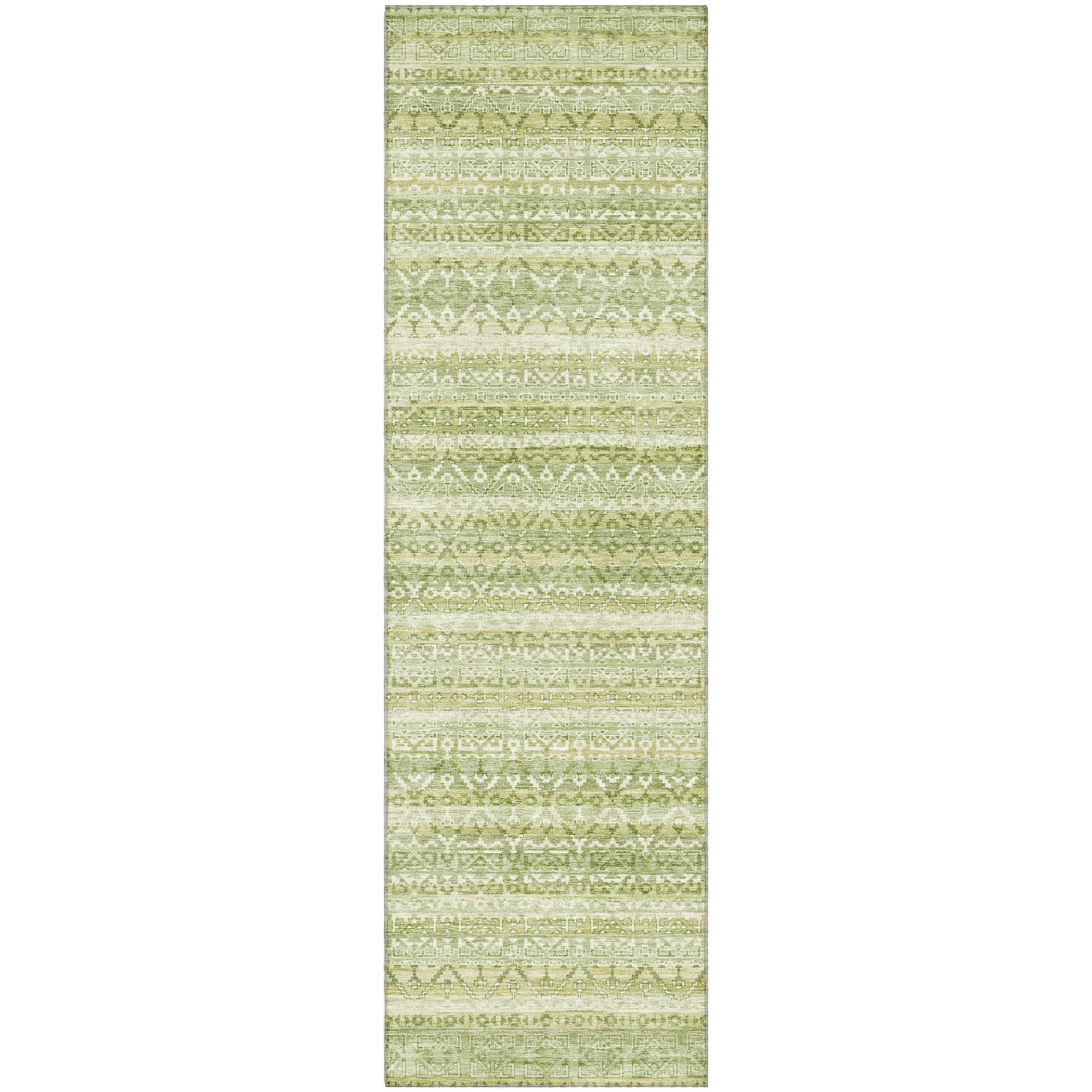 Kotor Machine Washable Transitional Sage Green Rug 2'3" x 7'6" #shape_Runner