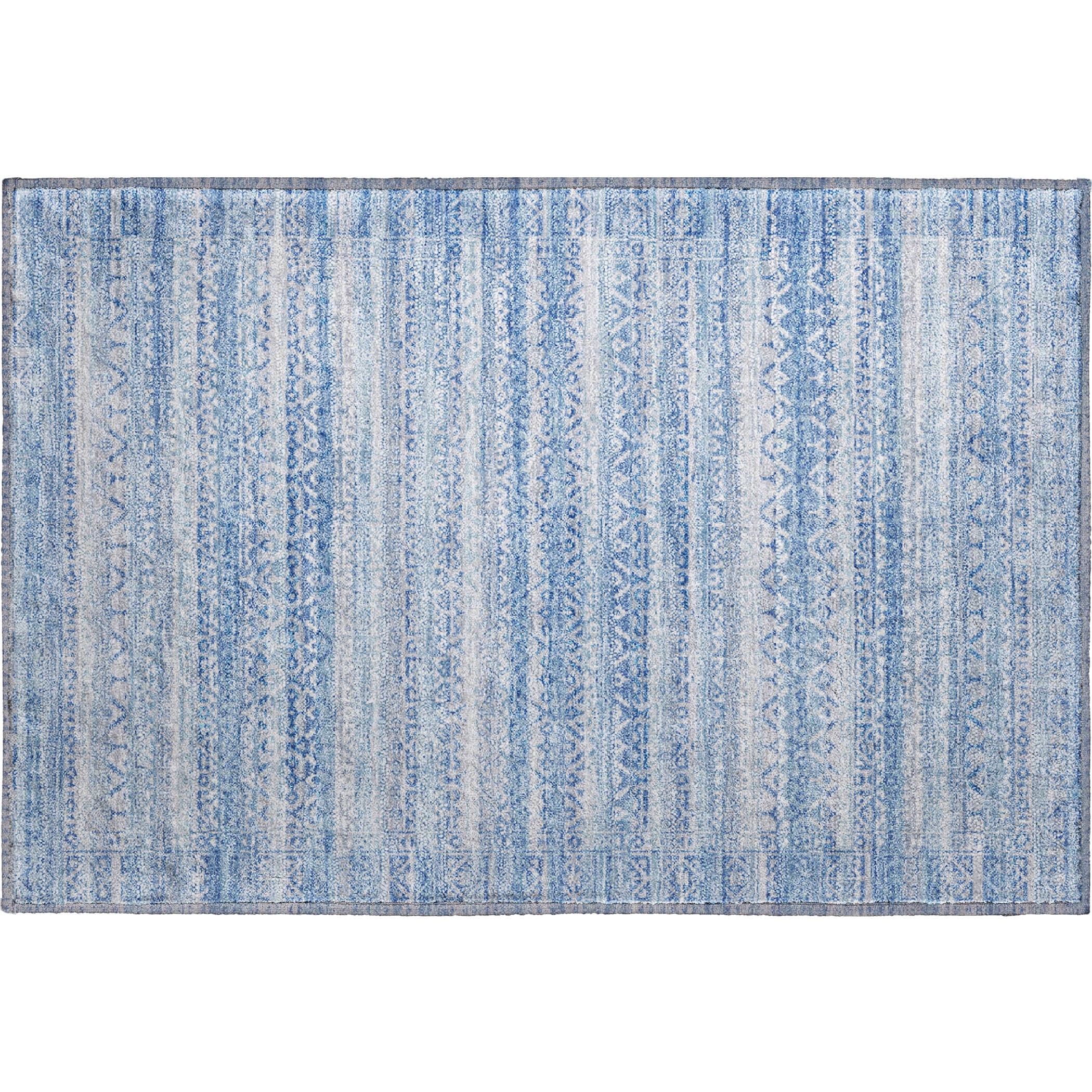 Kotor Machine Washable Transitional Sky Blue Rug 1'8" x 2'6" #shape_Rectangle