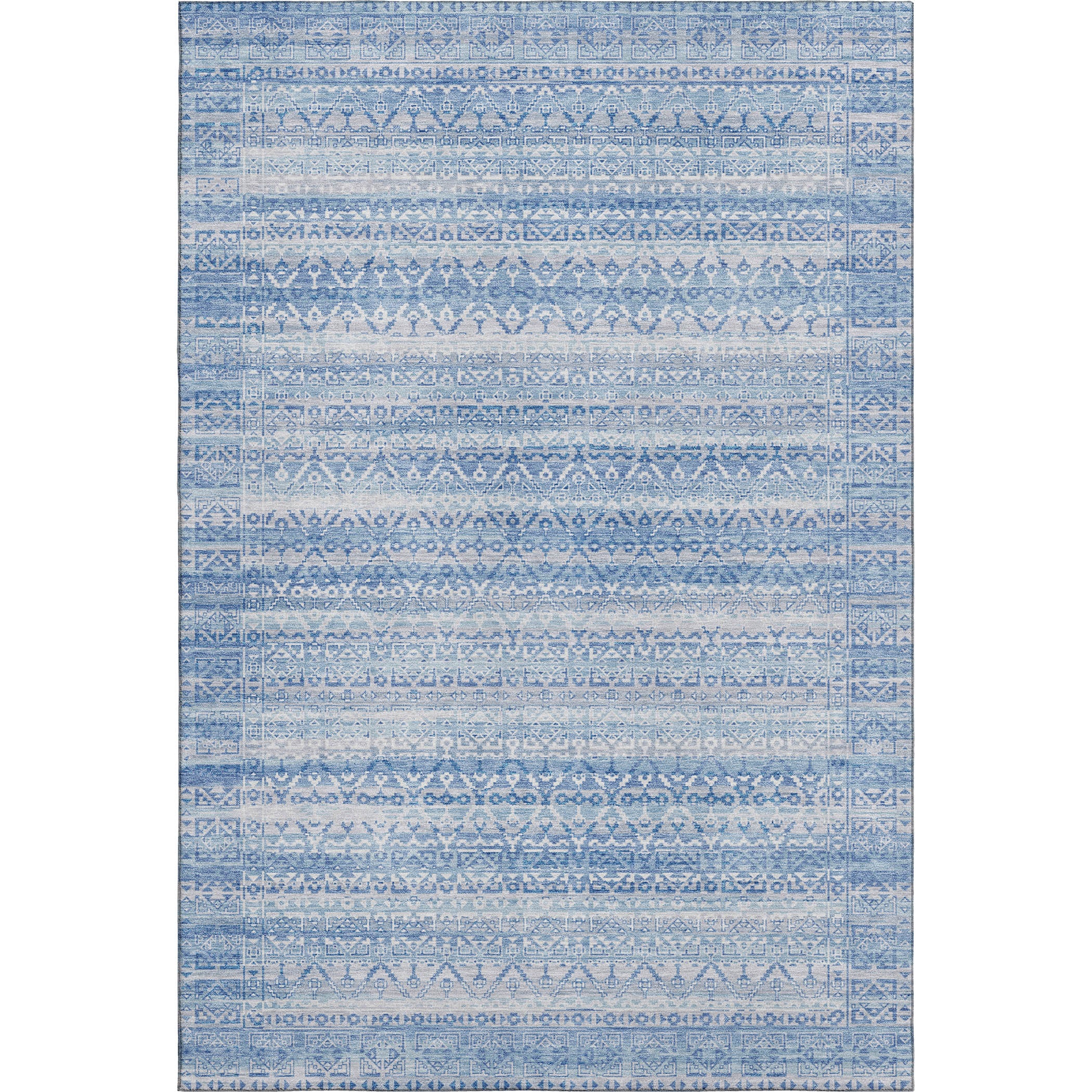 Kotor Machine Washable Transitional Sky Blue Rug 2'6" x 3'10" #shape_Rectangle