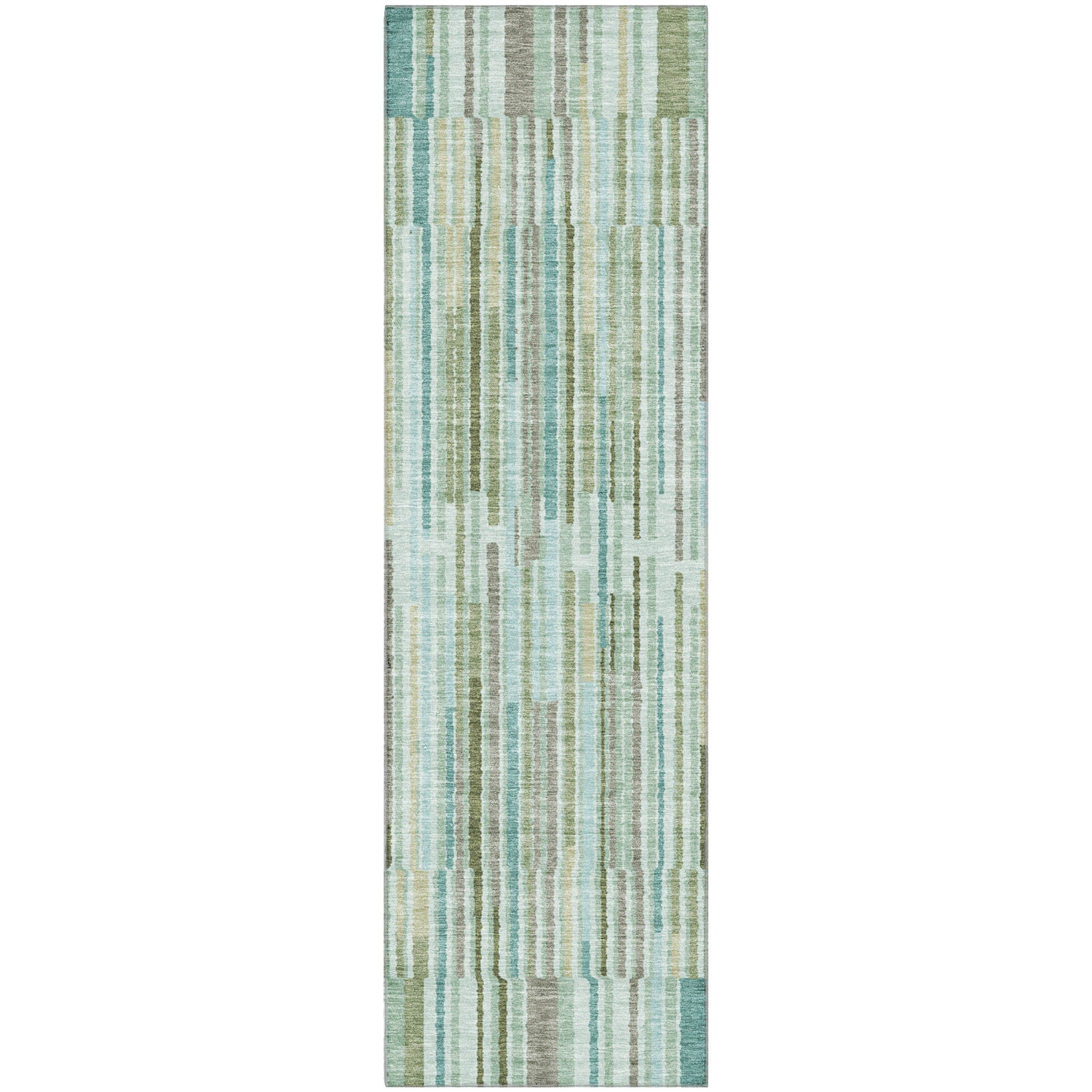 Cusco Machine Washable Transitional Aloe Green Rug 2'3" x 7'6" #shape_Runner