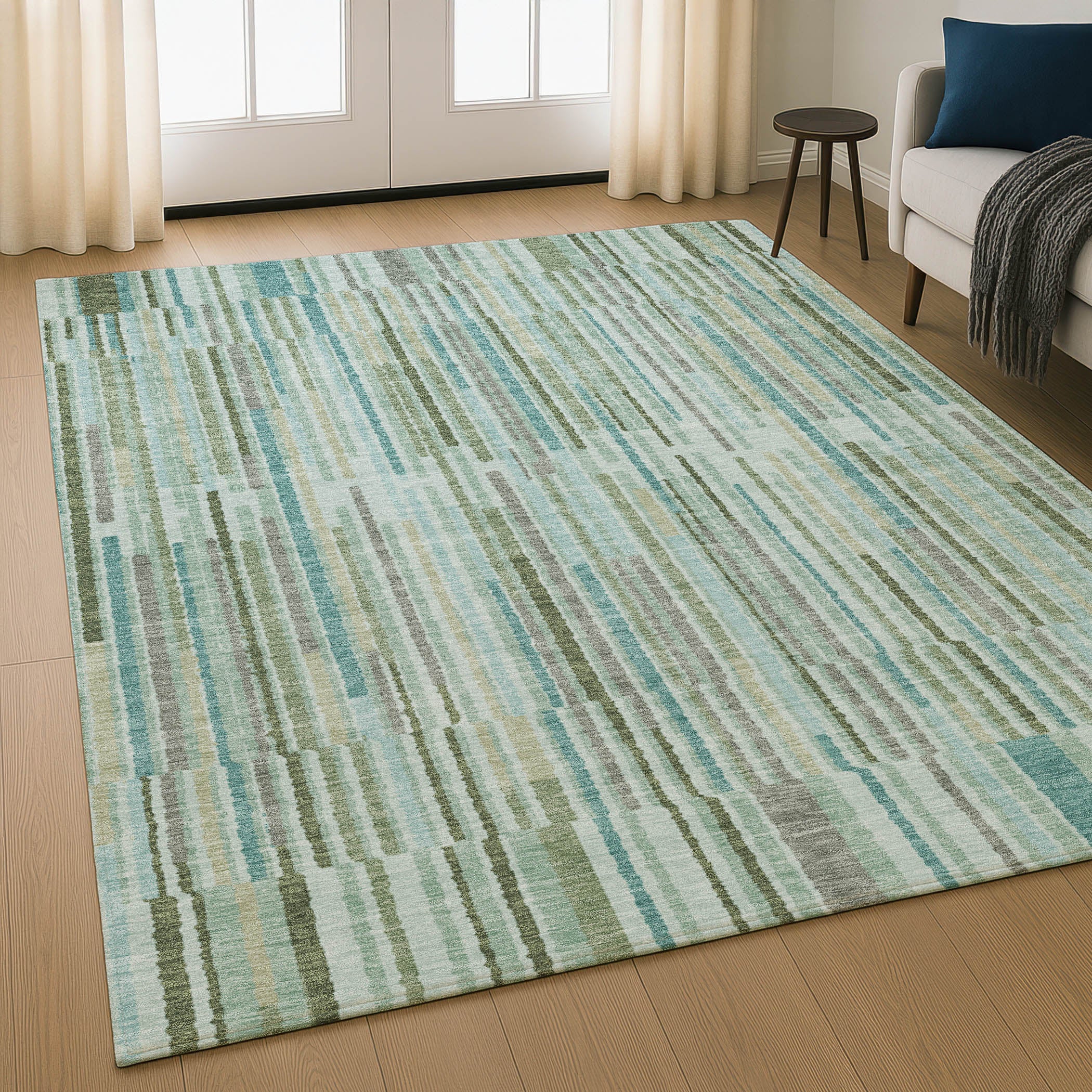 Cusco Machine Washable Transitional Aloe Green Rug 2'6" x 3'10" #shape_Rectangle