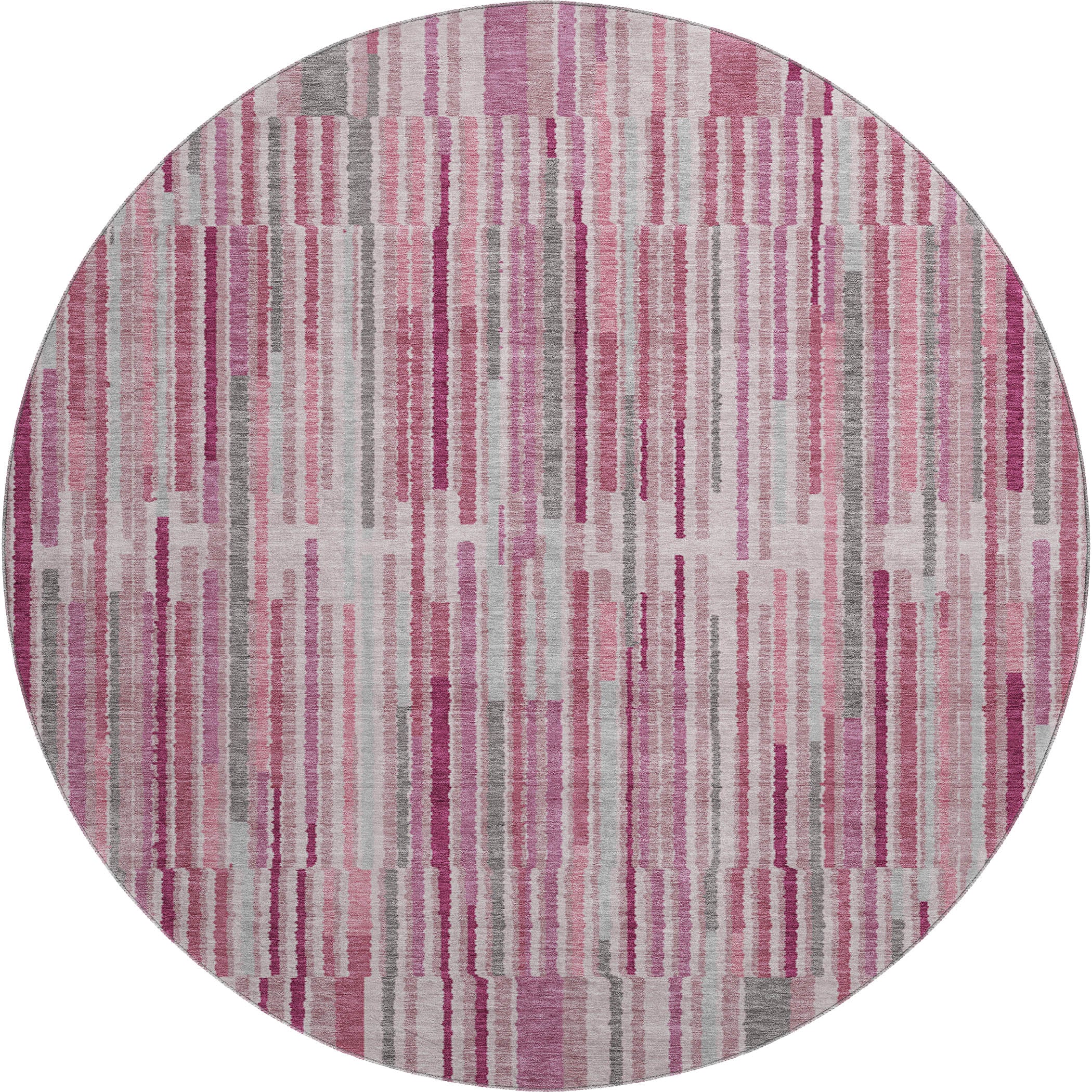 Cusco Machine Washable Transitional Blush Pink Rug 8' x 8' #shape_Round