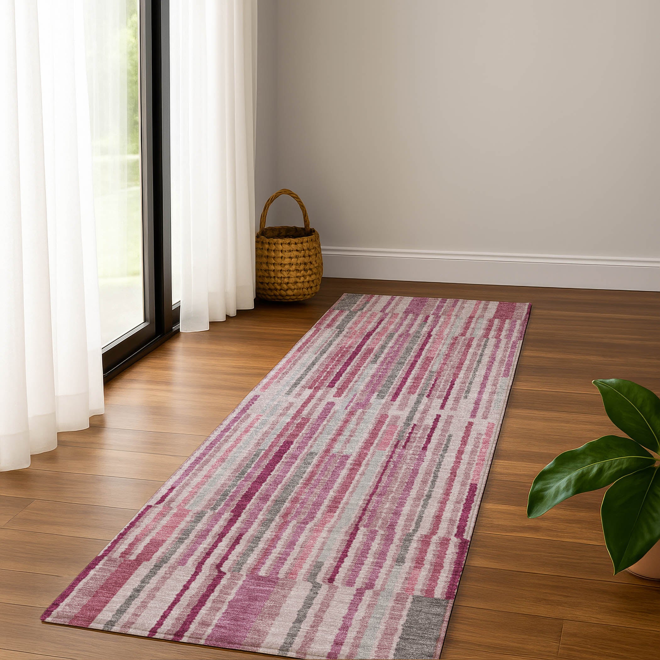 Cusco Machine Washable Transitional Blush Pink Rug 2'3" x 7'6" #shape_Runner