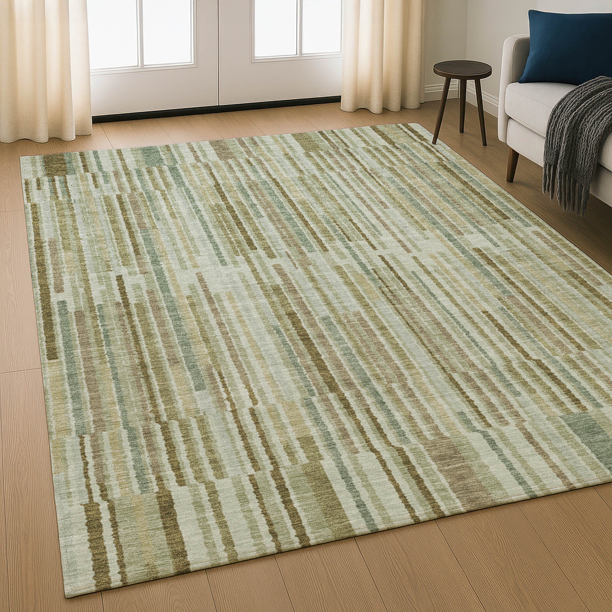 Cusco Machine Washable Transitional Khaki Brown Rug 2'6" x 3'10" #shape_Rectangle