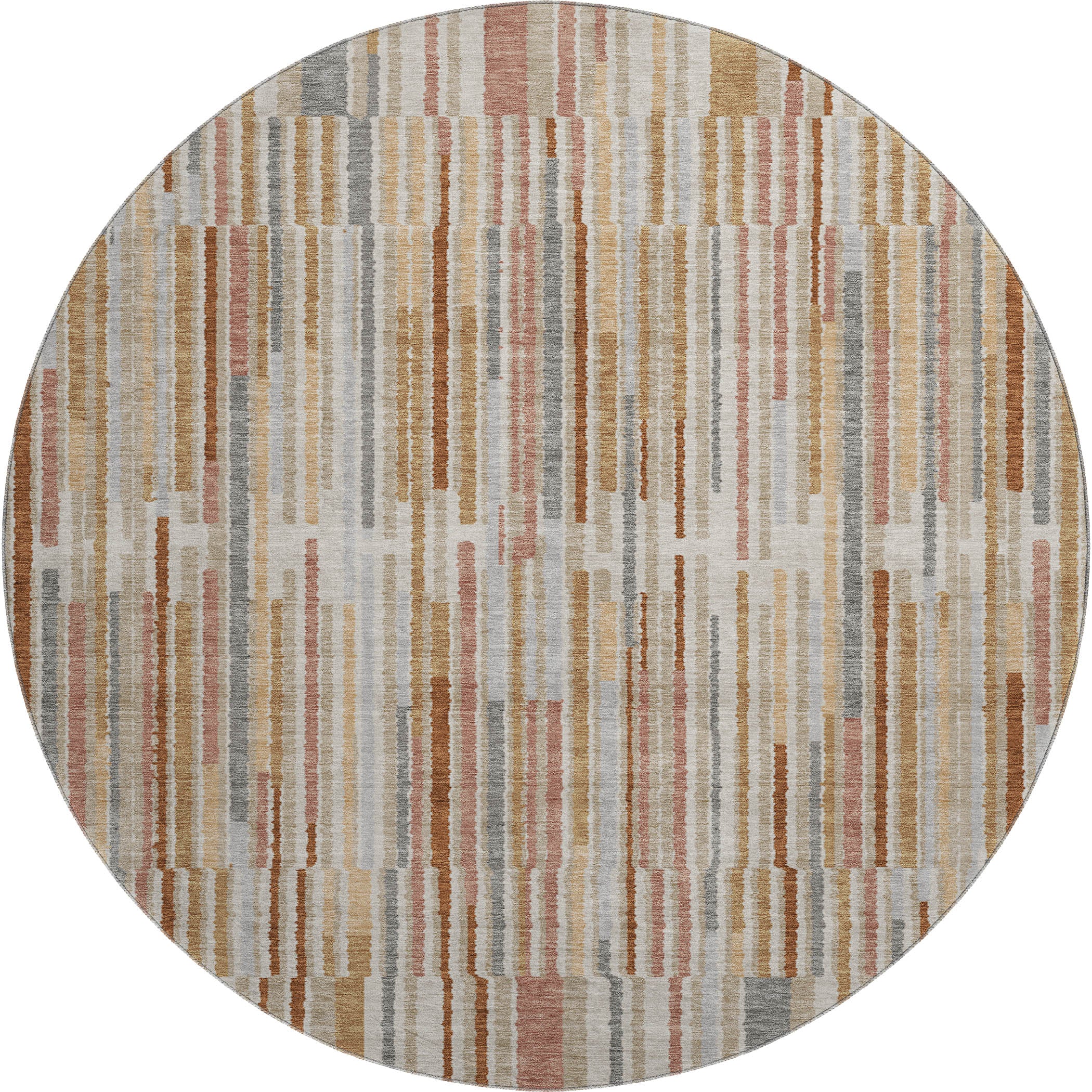 Cusco Machine Washable Transitional Paprika Orange Rug 8' x 8' #shape_Round