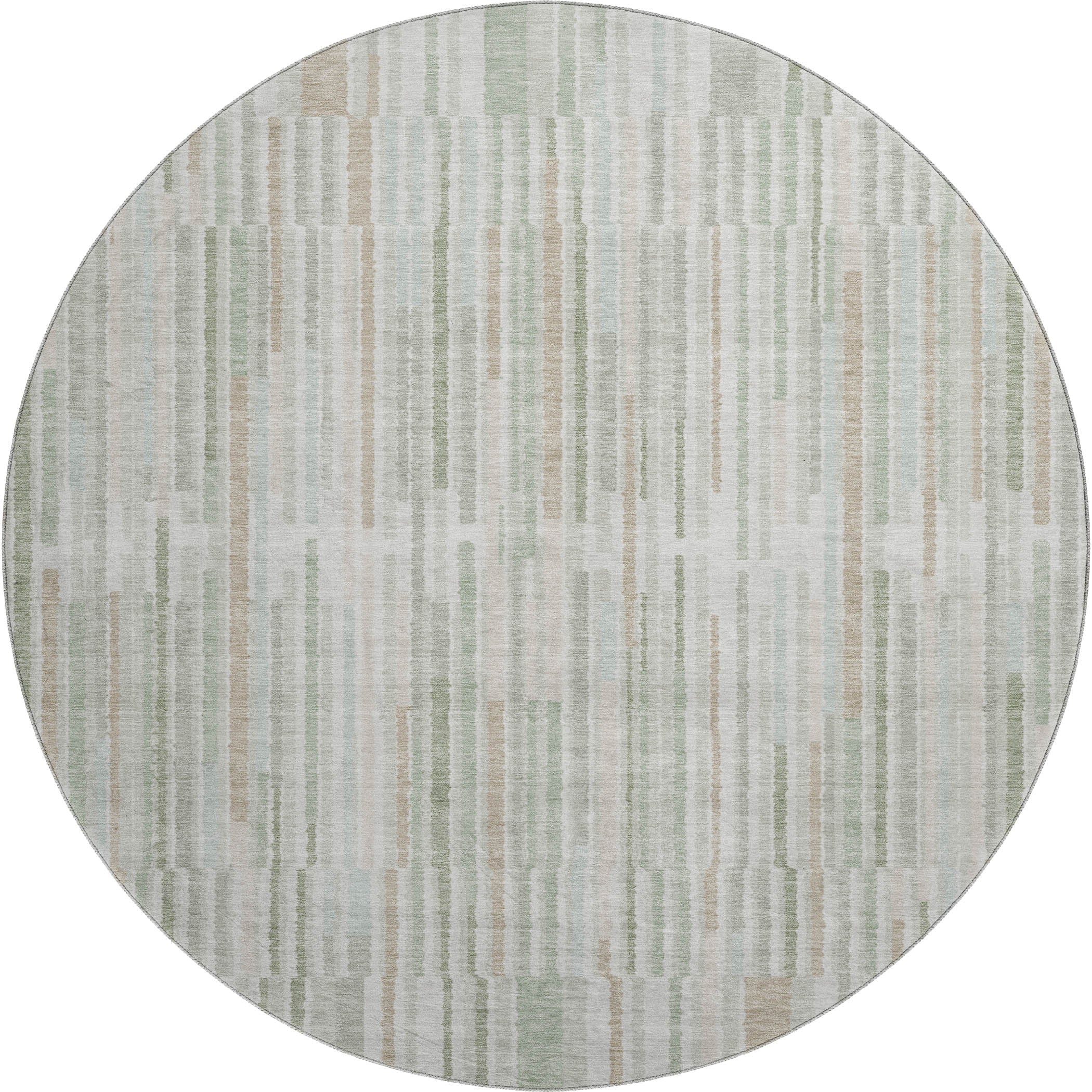 Cusco Machine Washable Transitional Sage Green Rug 8' x 8' #shape_Round