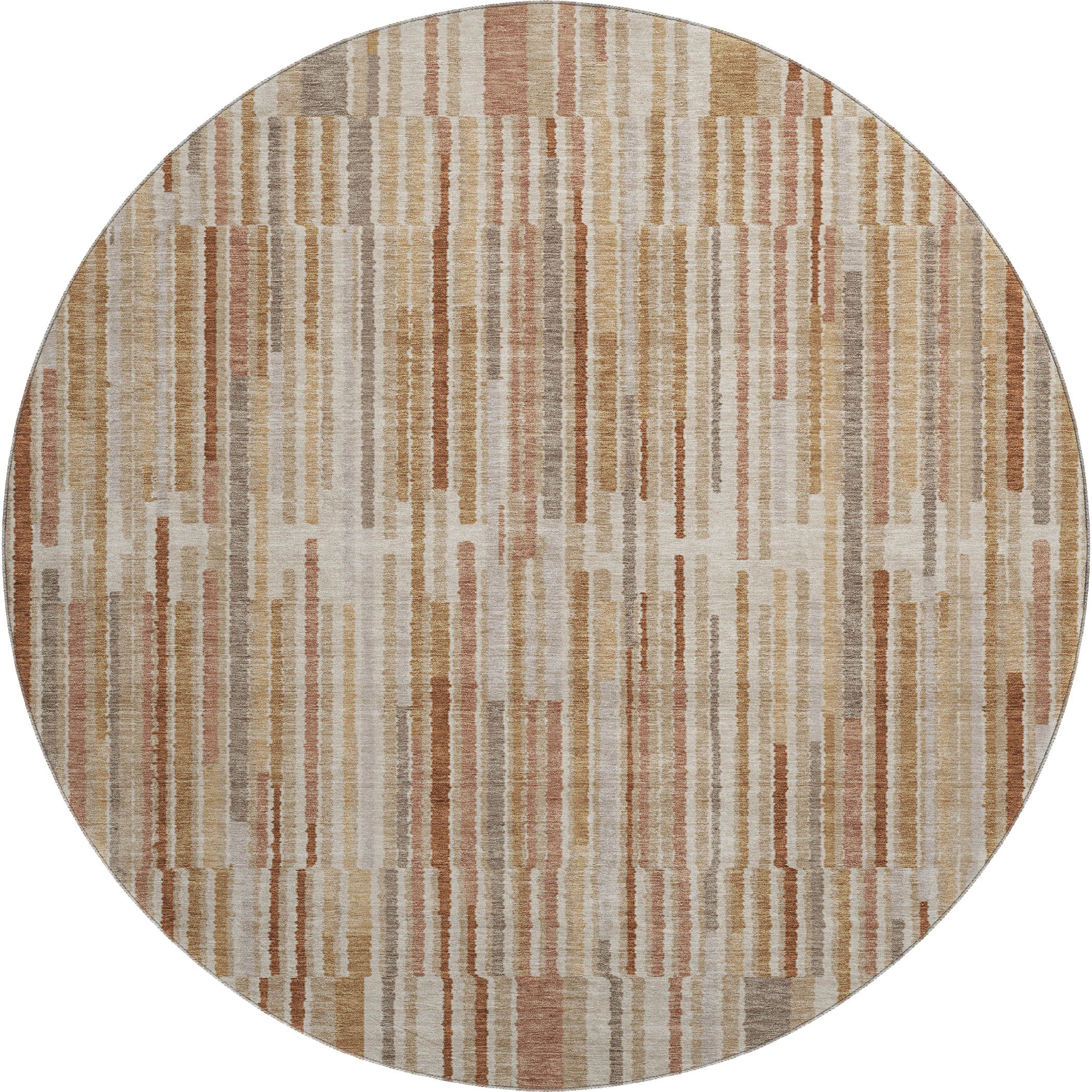 Cusco Machine Washable Transitional Terracotta Orange Rug 8' x 8' #shape_Round
