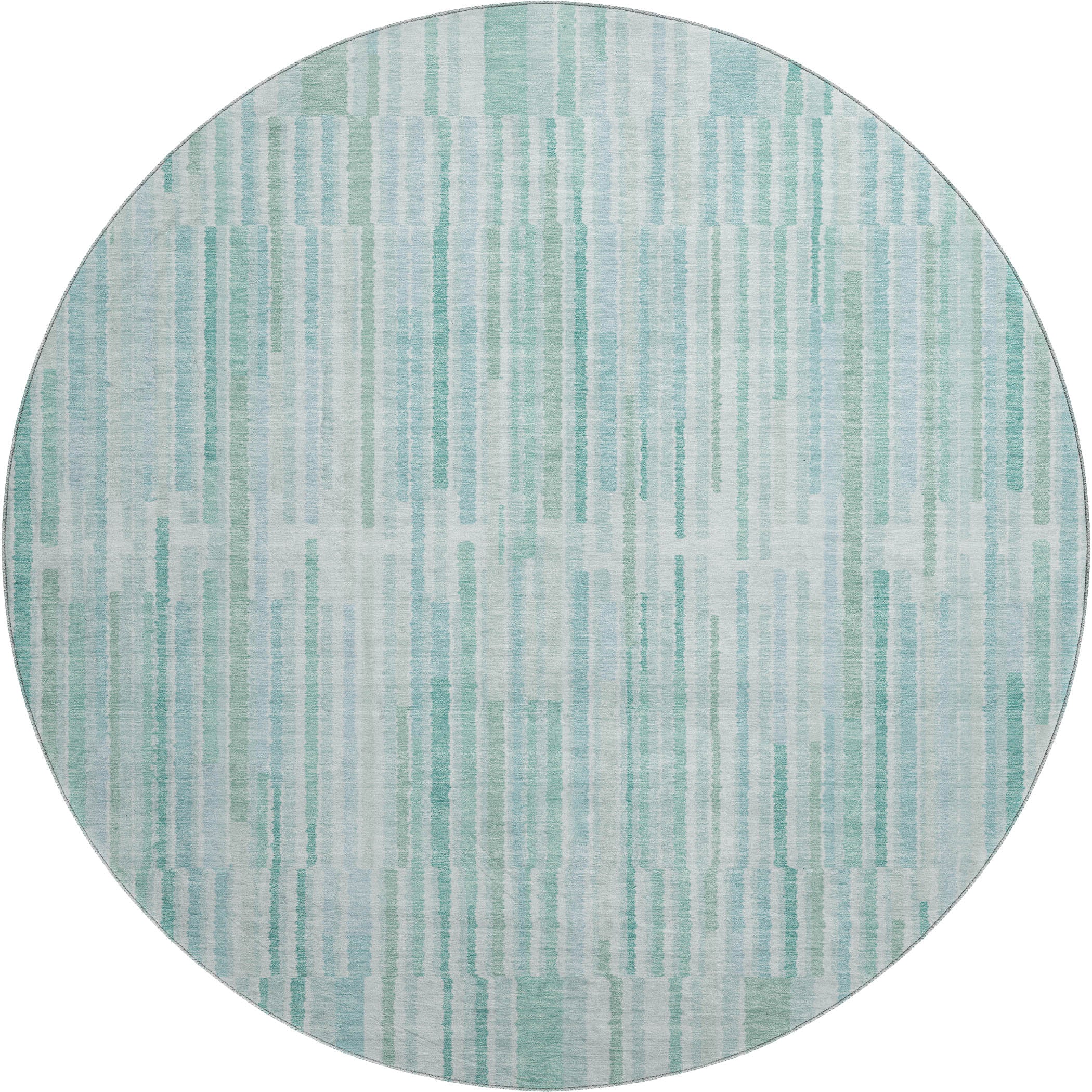 Cusco Machine Washable Transitional Turquoise Teal Rug 8' x 8' #shape_Round