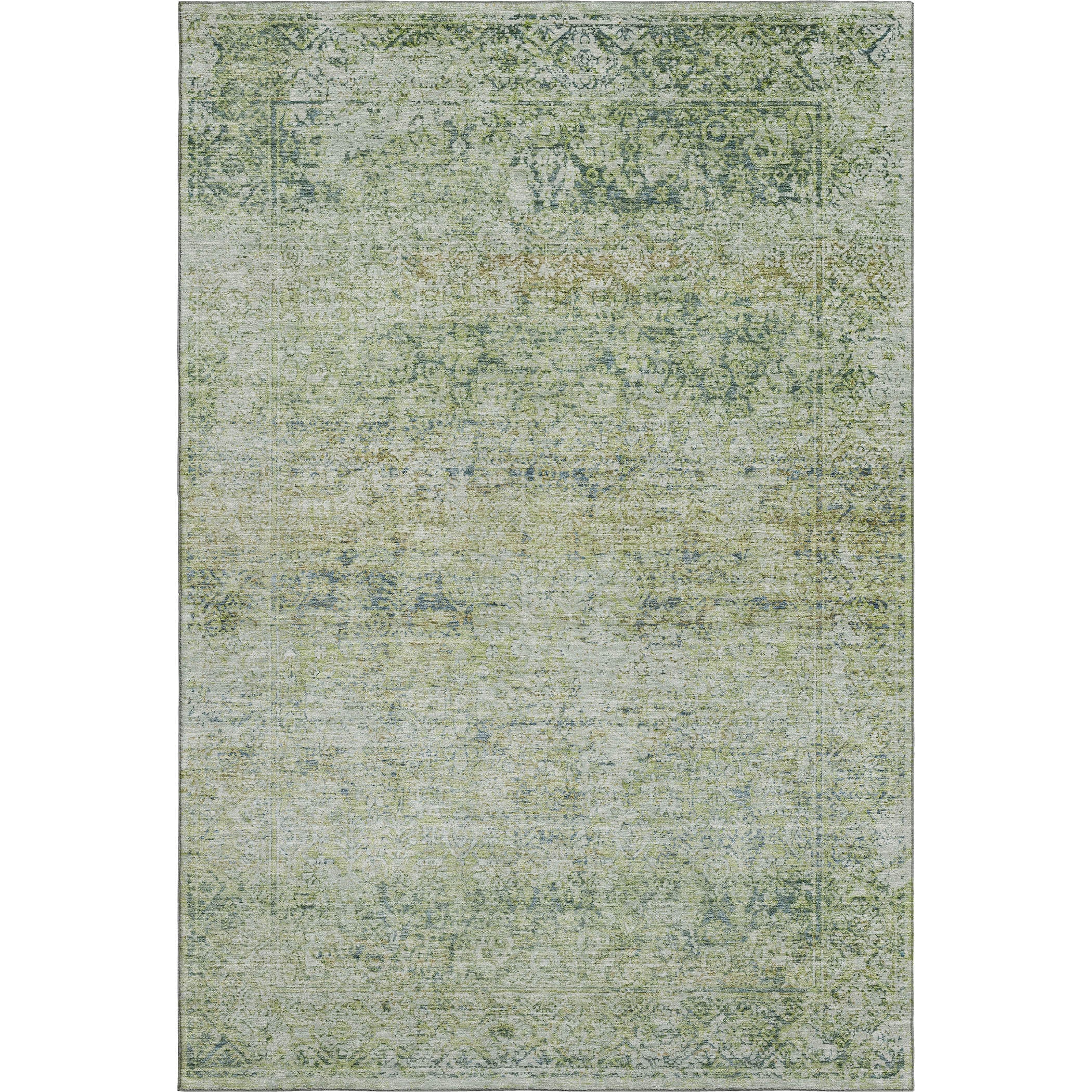 Dubrovnik Machine Washable Traditional Aloe Green Rug 2'6" x 3'10" #shape_Rectangle