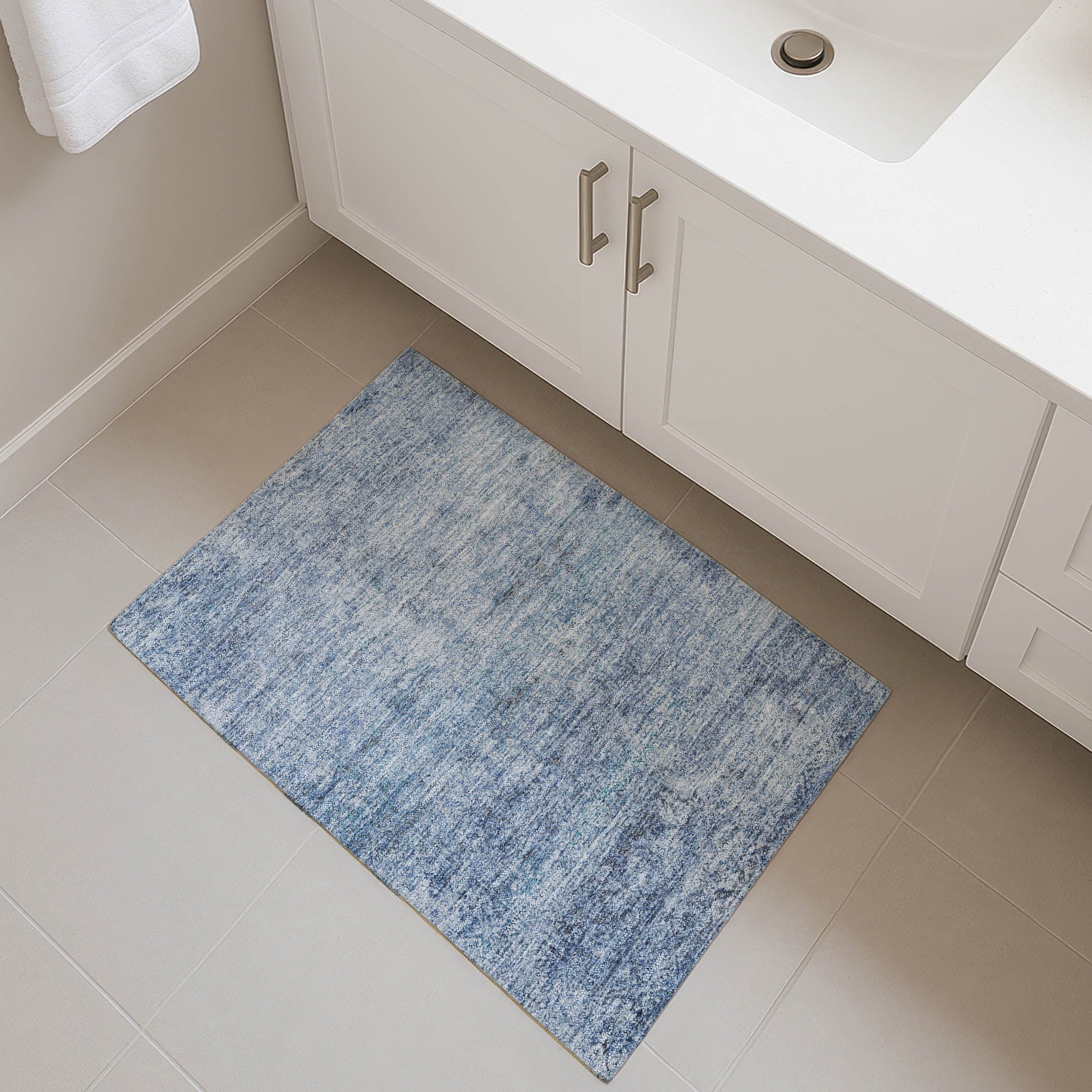 Dubrovnik Machine Washable Traditional Blue Rug 1'8" x 2'6" #shape_Rectangle
