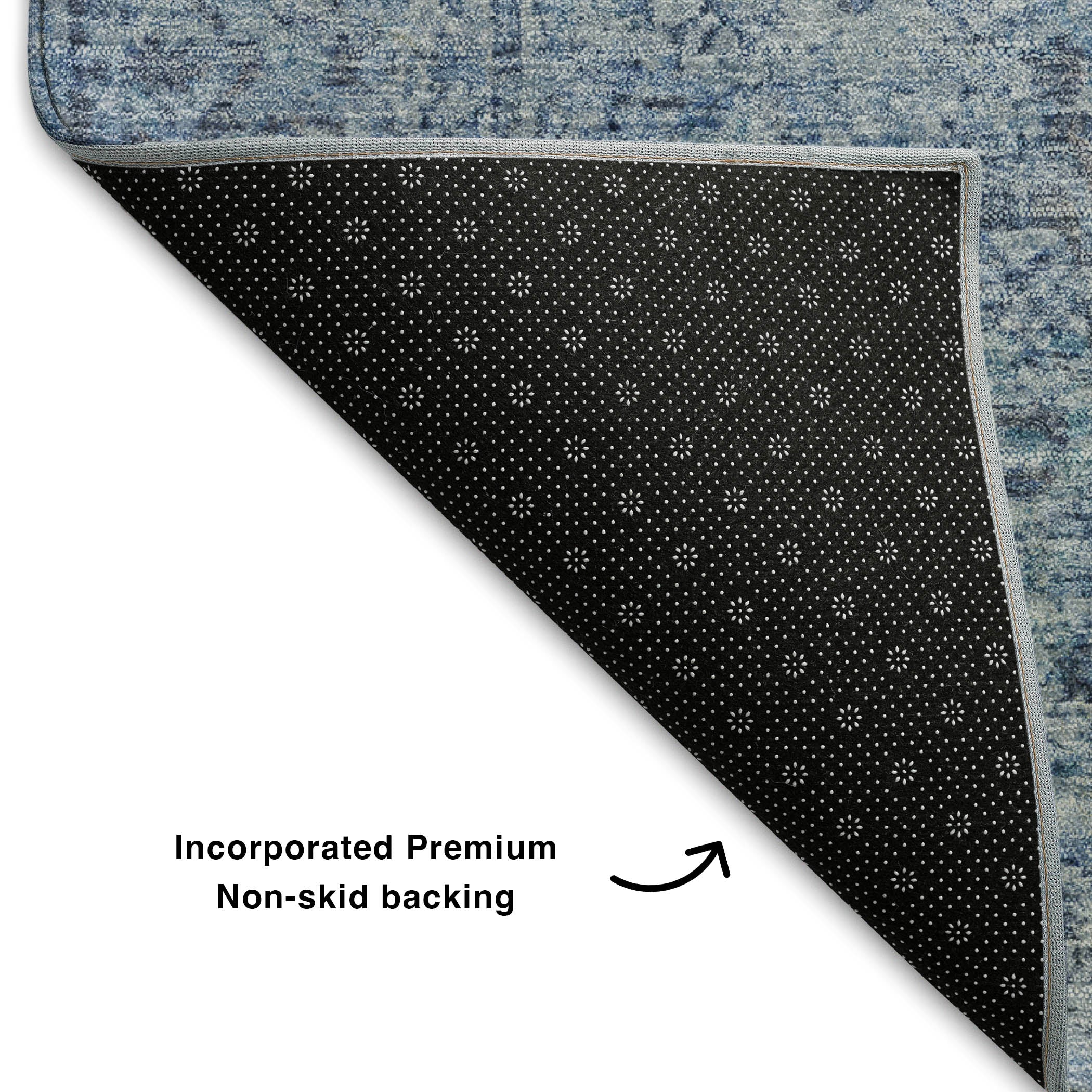 Dubrovnik Machine Washable Traditional Blue Rug 1'8" x 2'6" #shape_Rectangle