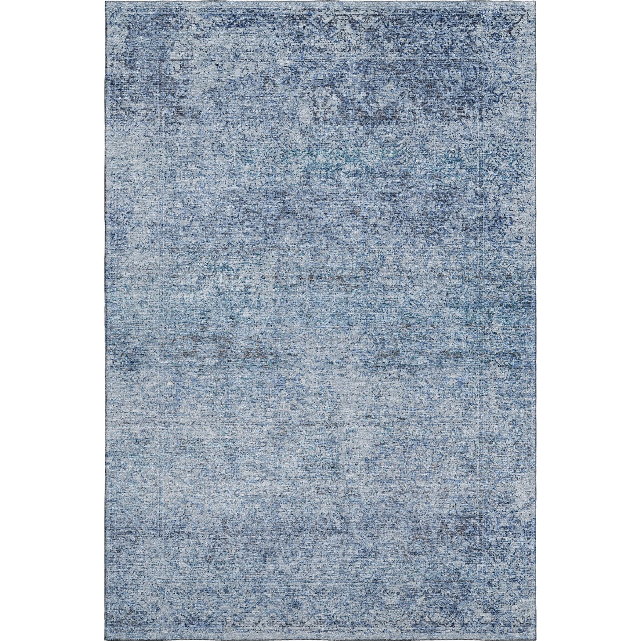 Dubrovnik Machine Washable Traditional Blue Rug 2'6" x 3'10" #shape_Rectangle