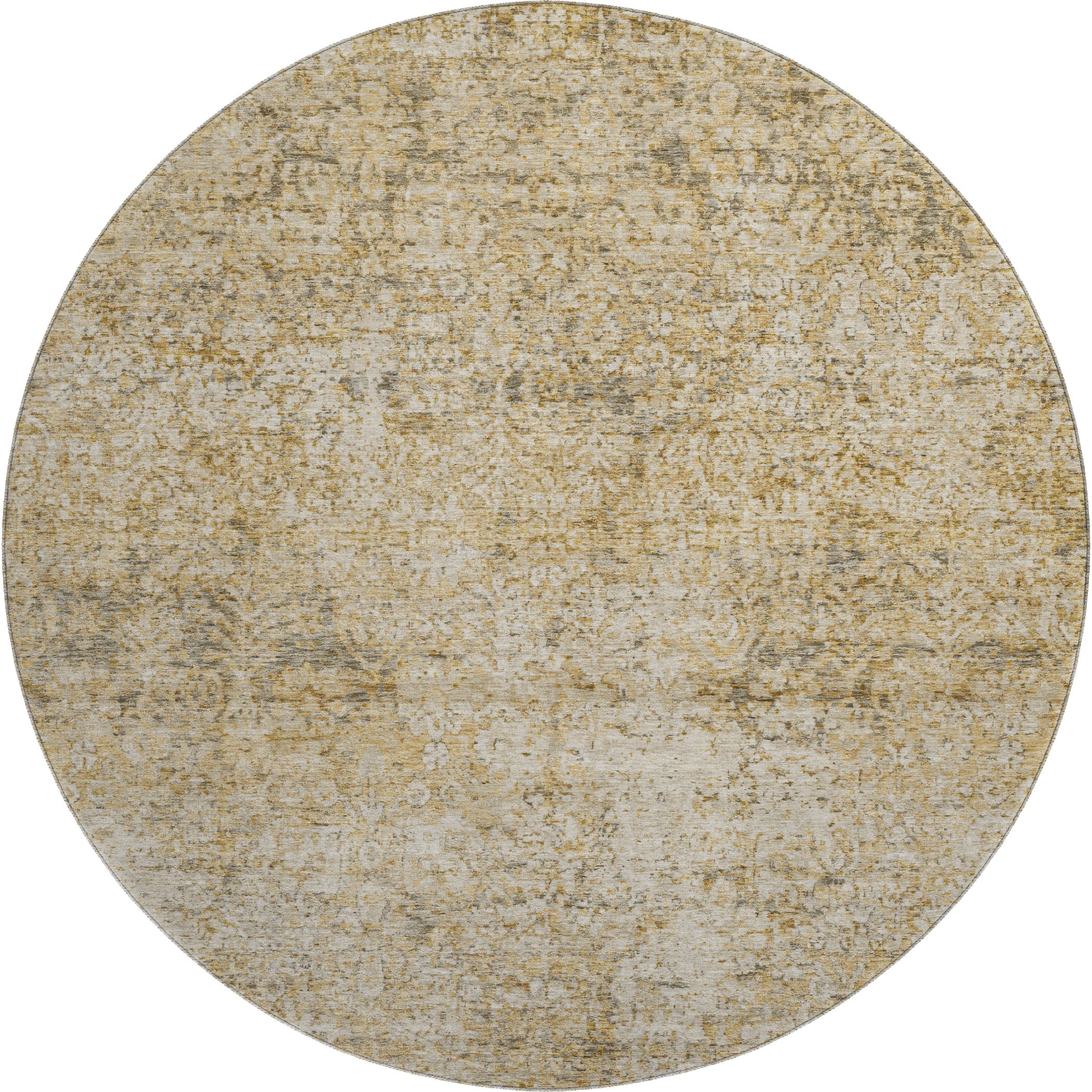 Dubrovnik Machine Washable Traditional Copper Orange Rug 8' x 8' #shape_Round