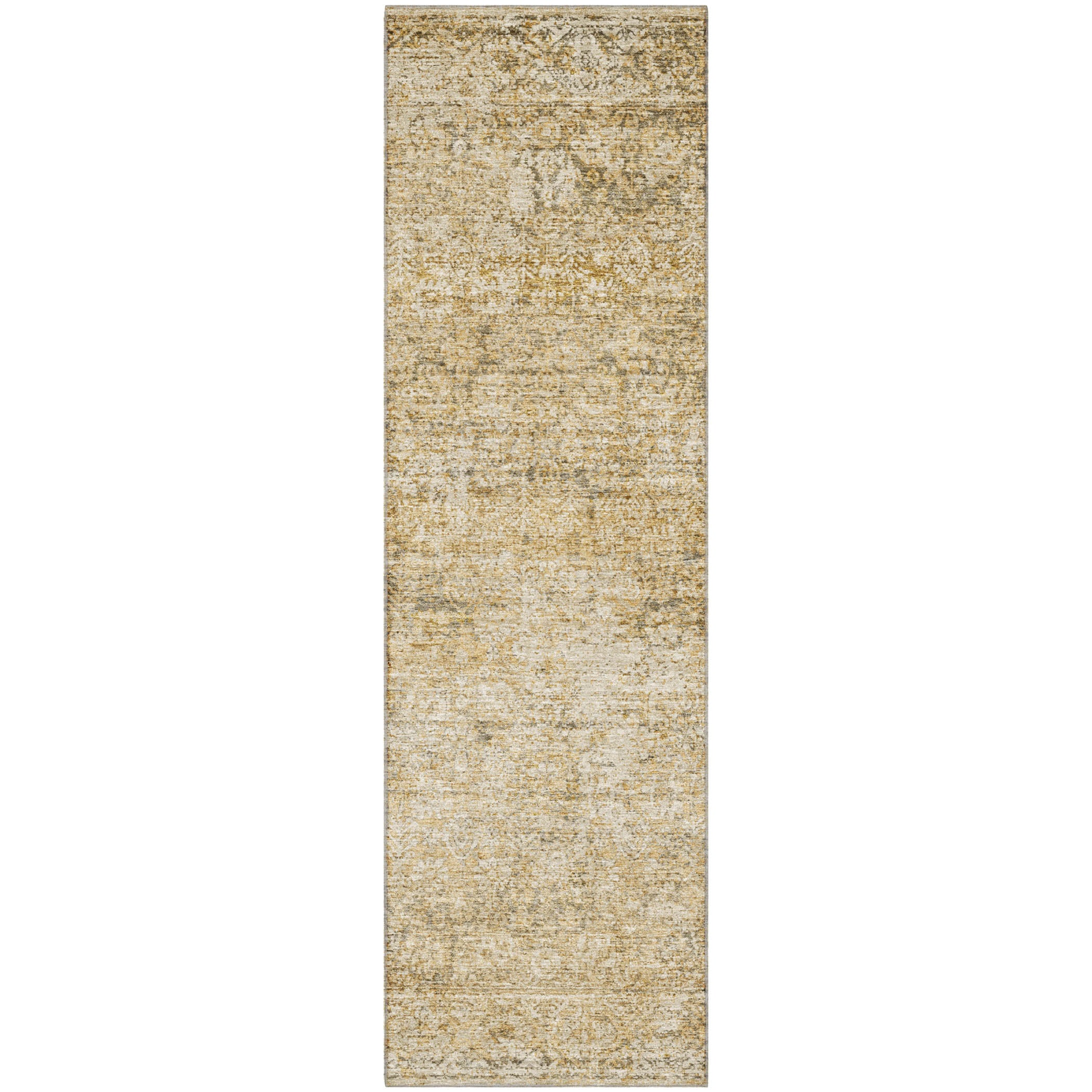 Dubrovnik Machine Washable Traditional Copper Orange Rug 2'3" x 7'6" #shape_Runner
