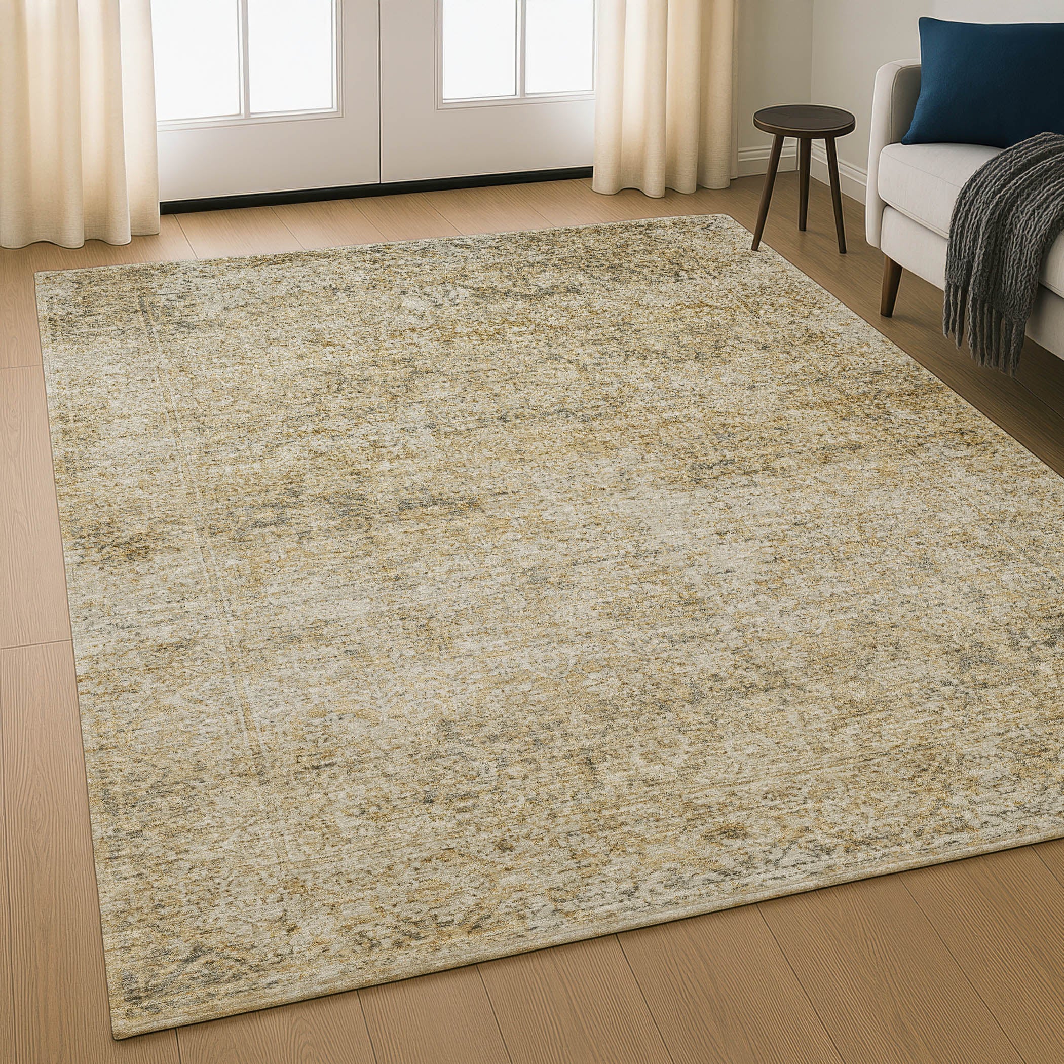 Dubrovnik Machine Washable Traditional Copper Orange Rug 2'6" x 3'10" #shape_Rectangle