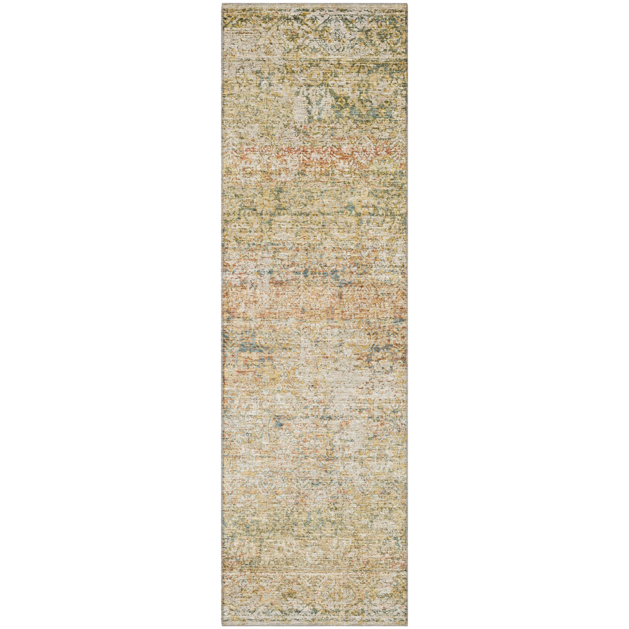 Dubrovnik Machine Washable Traditional Gold Rug 2'3" x 7'6" #shape_Runner